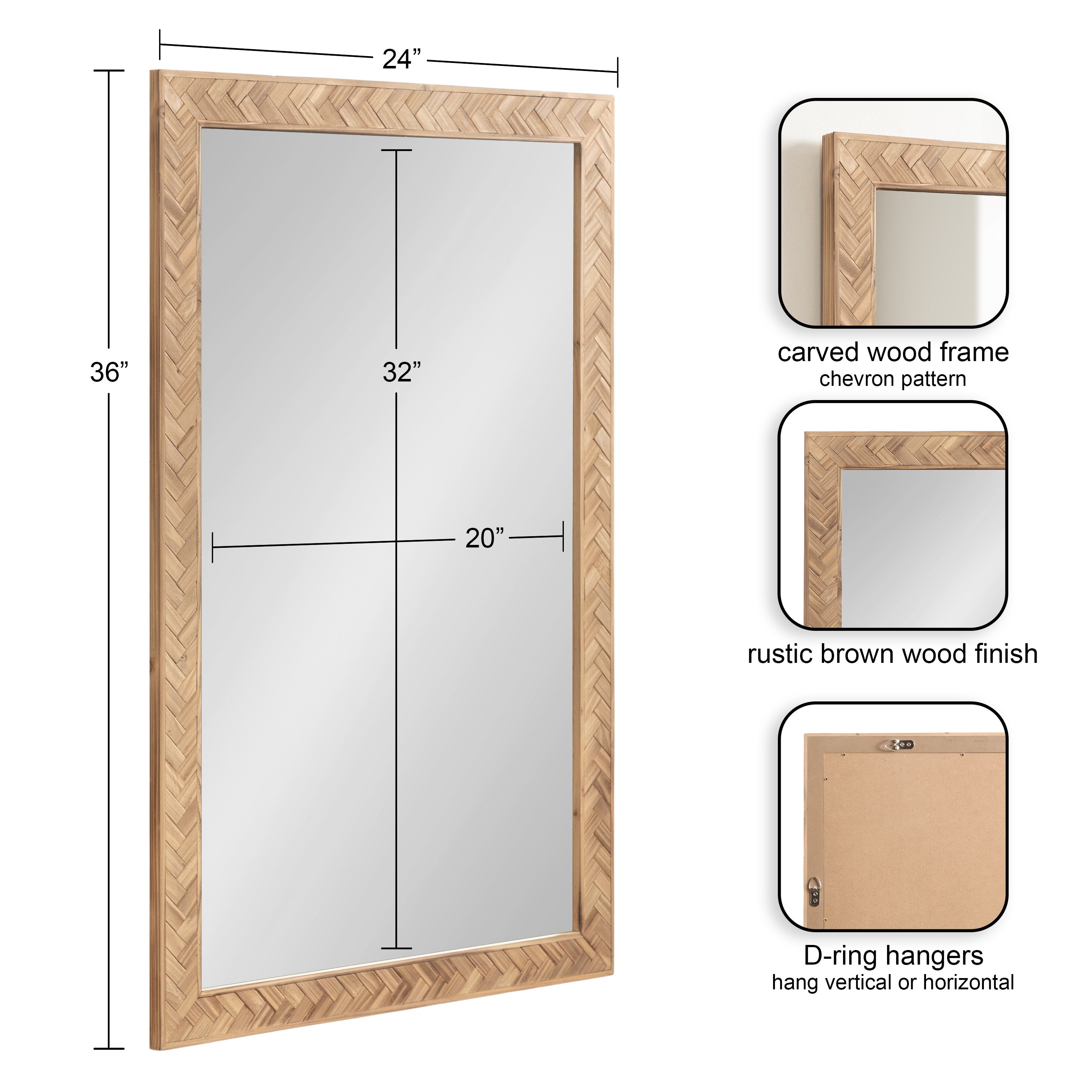 Rectangle Mirror Brown 24x36 2
