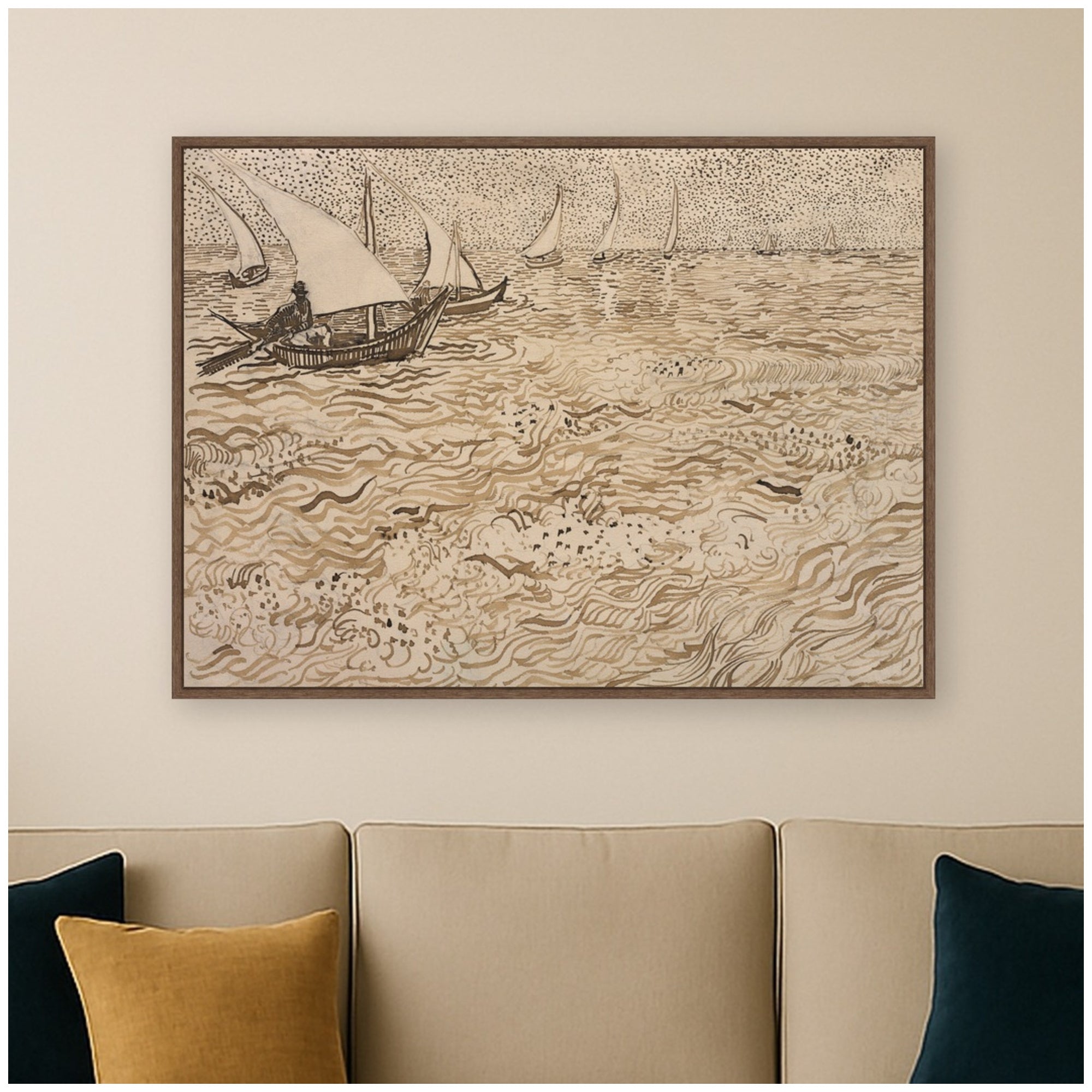 Framed Canvas 38x28 Sylvie Walnut 6