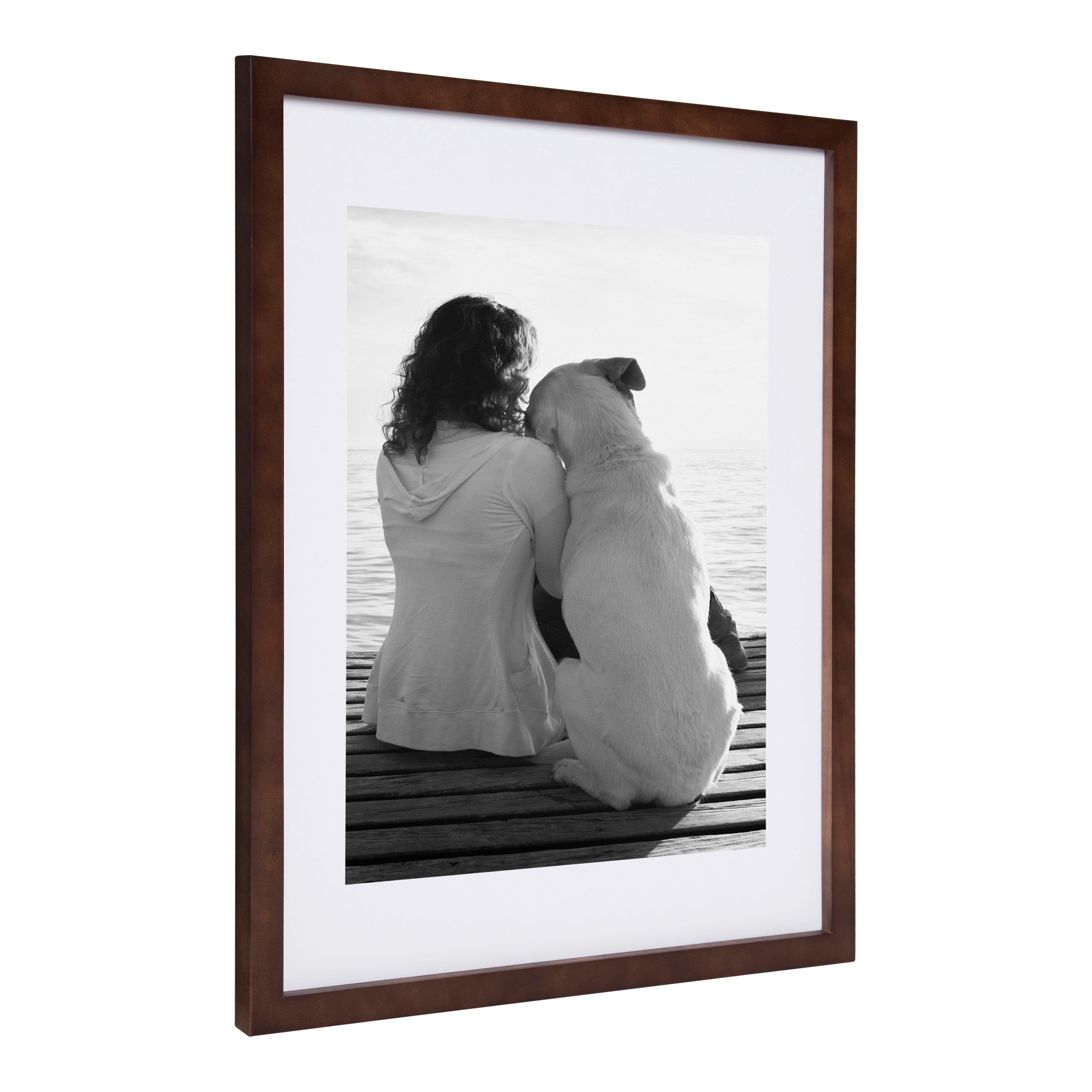Wall Frame Walnut Brown 14x18 matted to 11x14 3