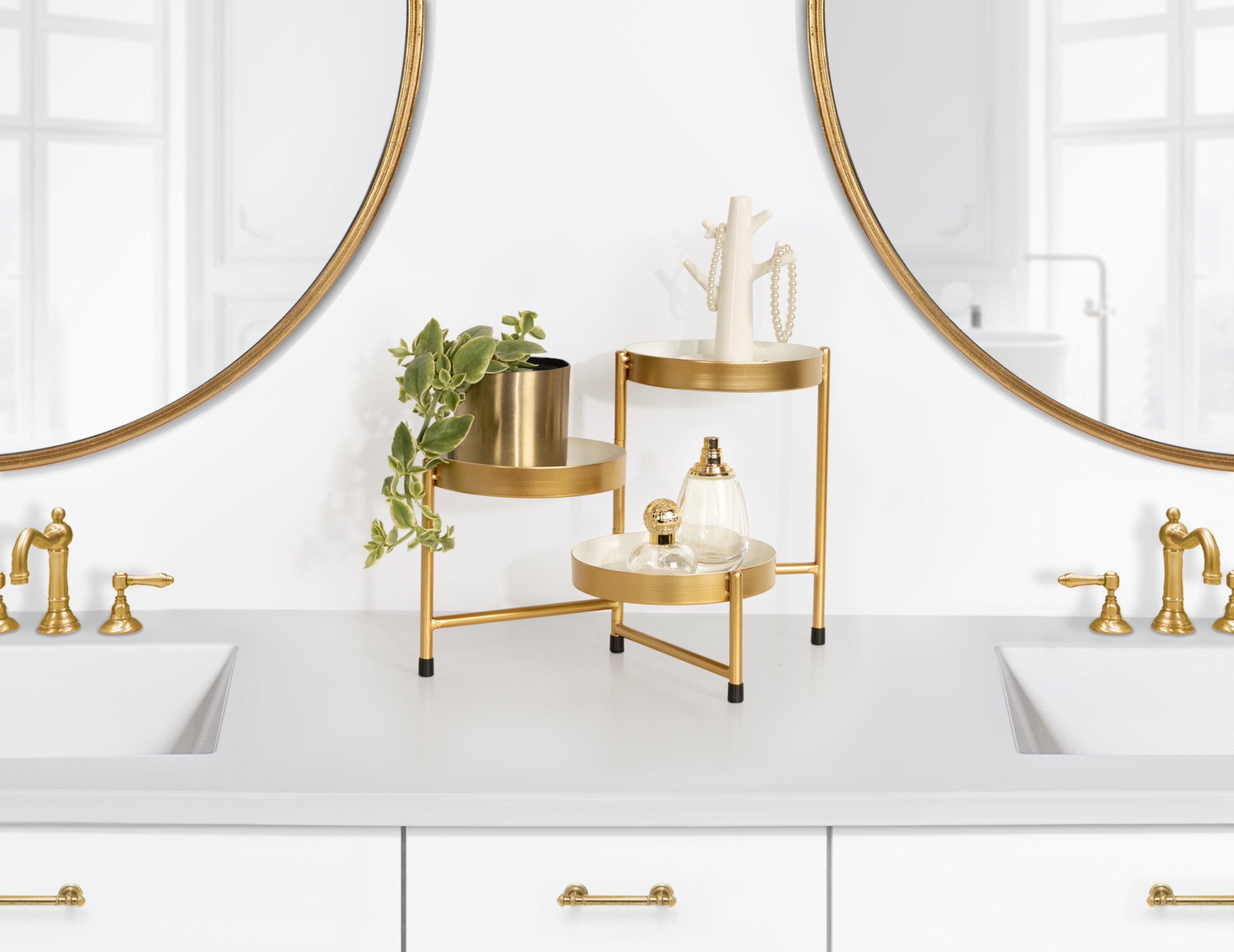 Tabletop Planter White Gold 7x7x10 6