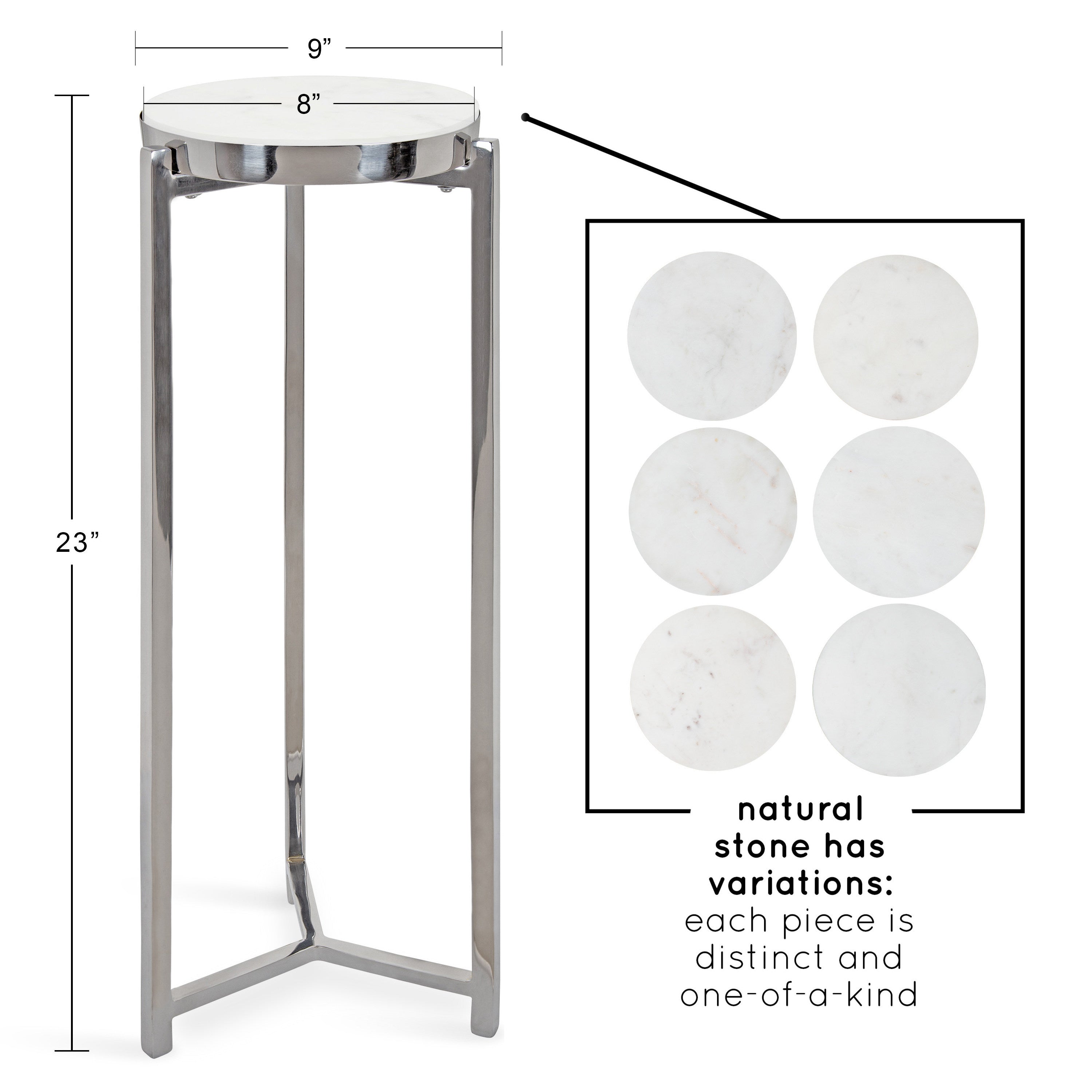 Drink Table White Silver 9x9x23 2