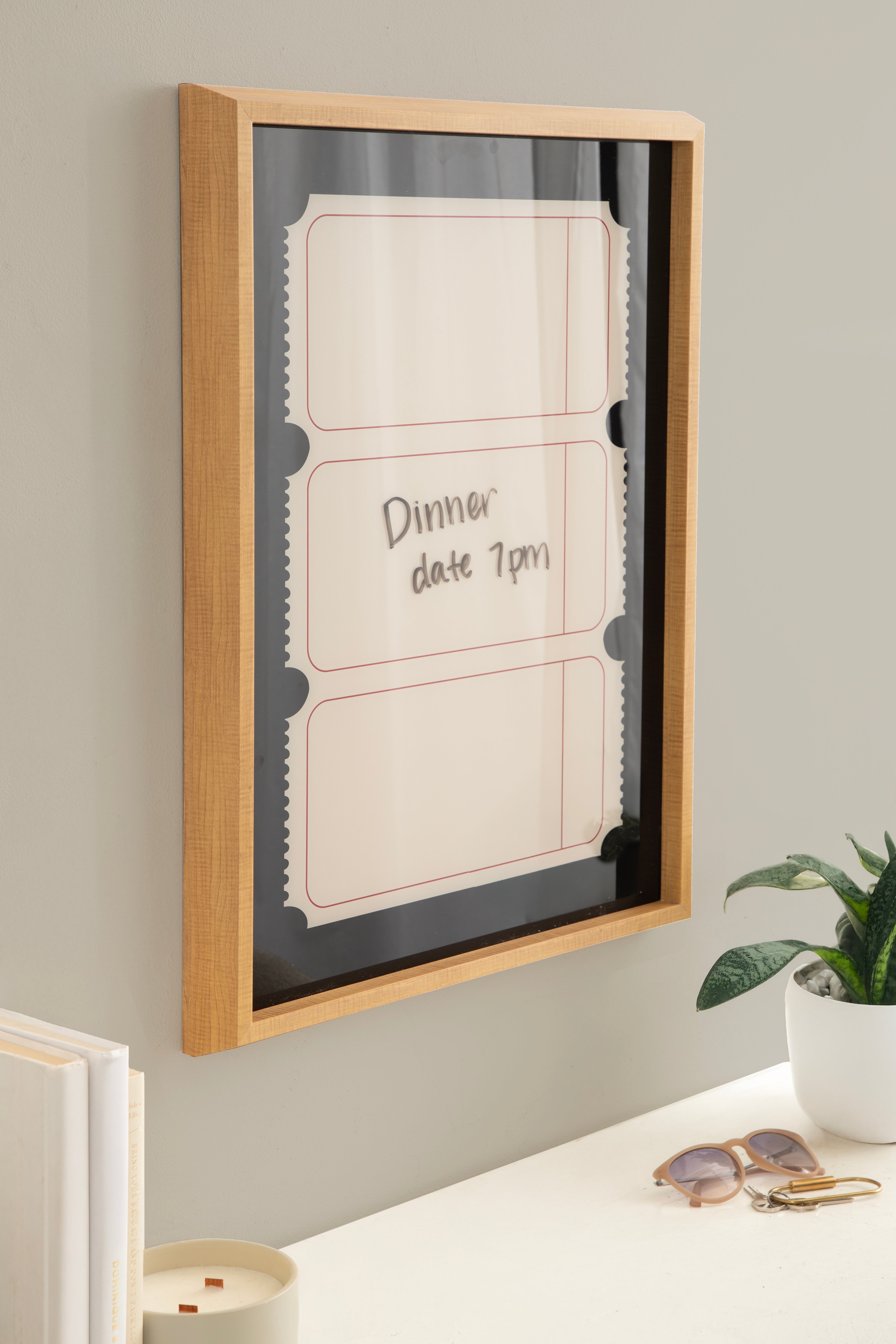 Triple Ticket Dry Erase BPG by The Creative Bunch Studio Framed Glass Dry Erase Wall Art White Board