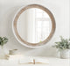 Round Mirror Rustic Brown White 26x26 7