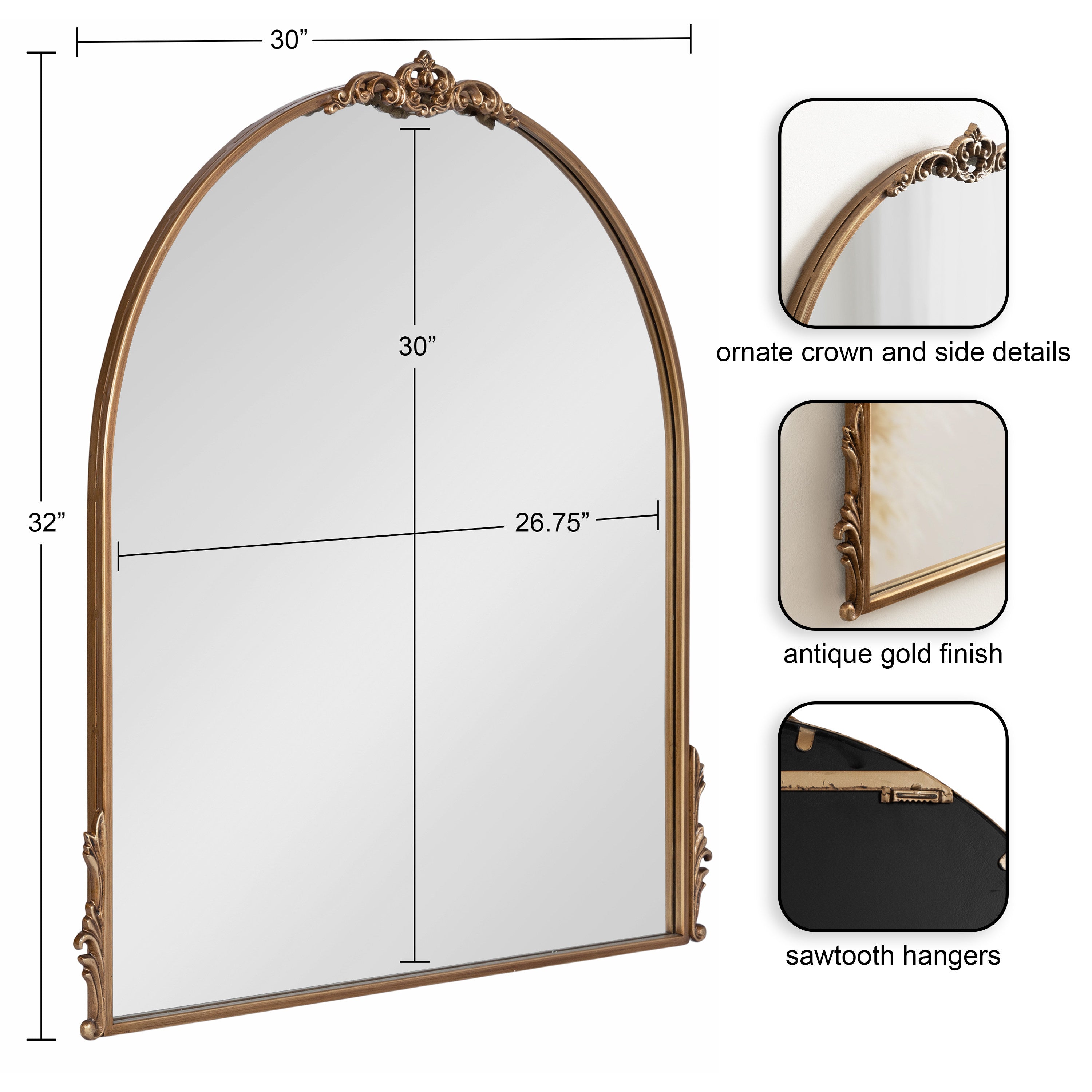 Arch Mirror Gold 32x30 2