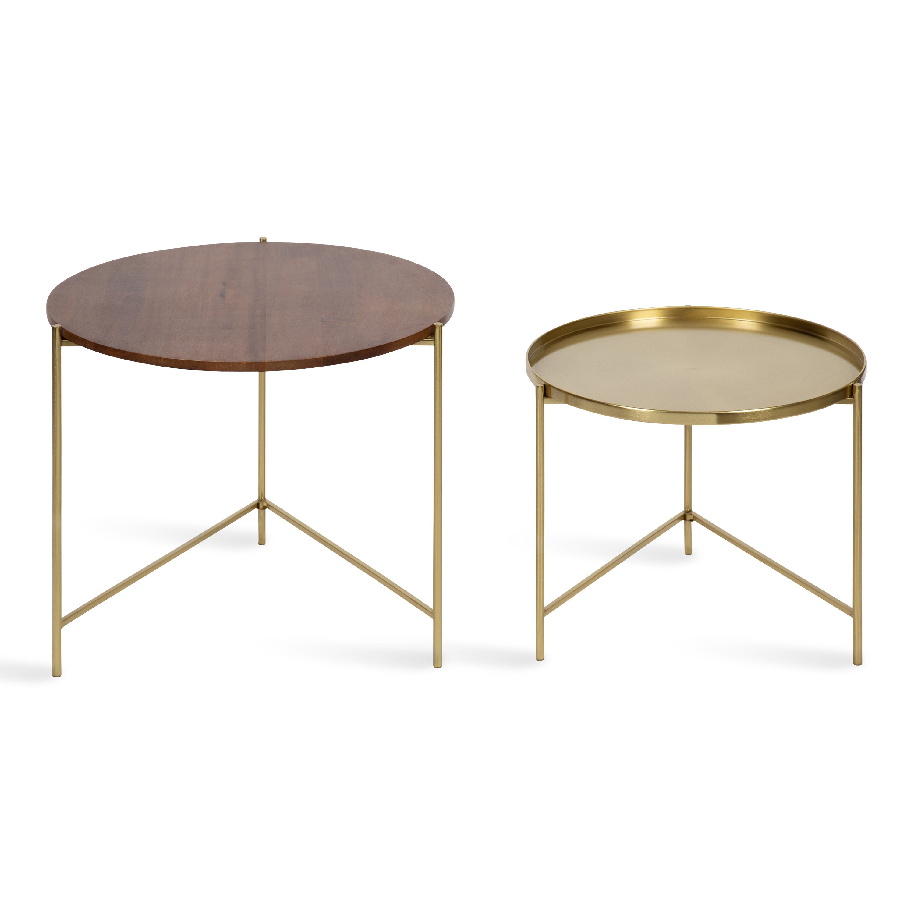 Nesting Table Walnut Brown Gold 2 Piece 3