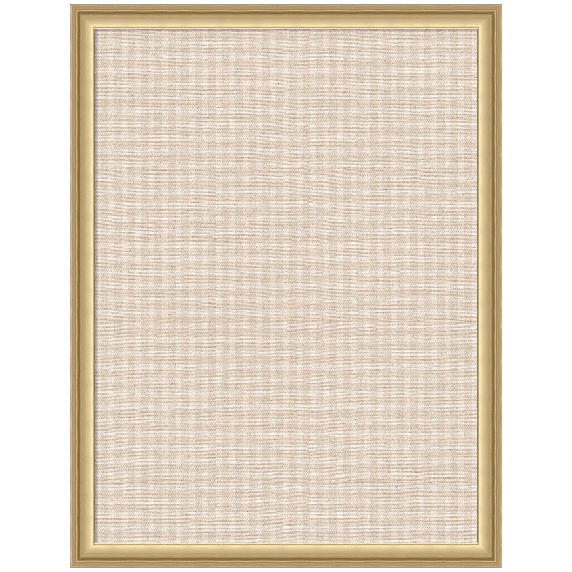 Framed Fabric Pinboard Mini Gingham Neutral Linen Wall Organization