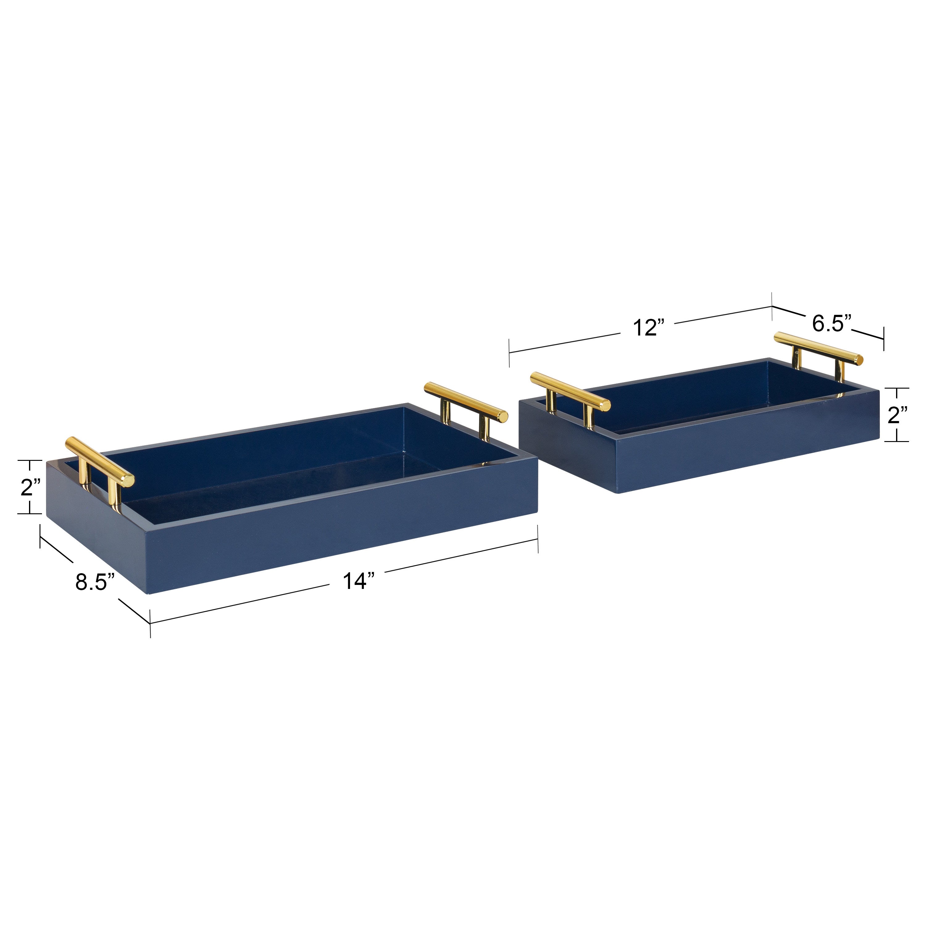 Tray Set Navy Blue Gold 2 Piece 2