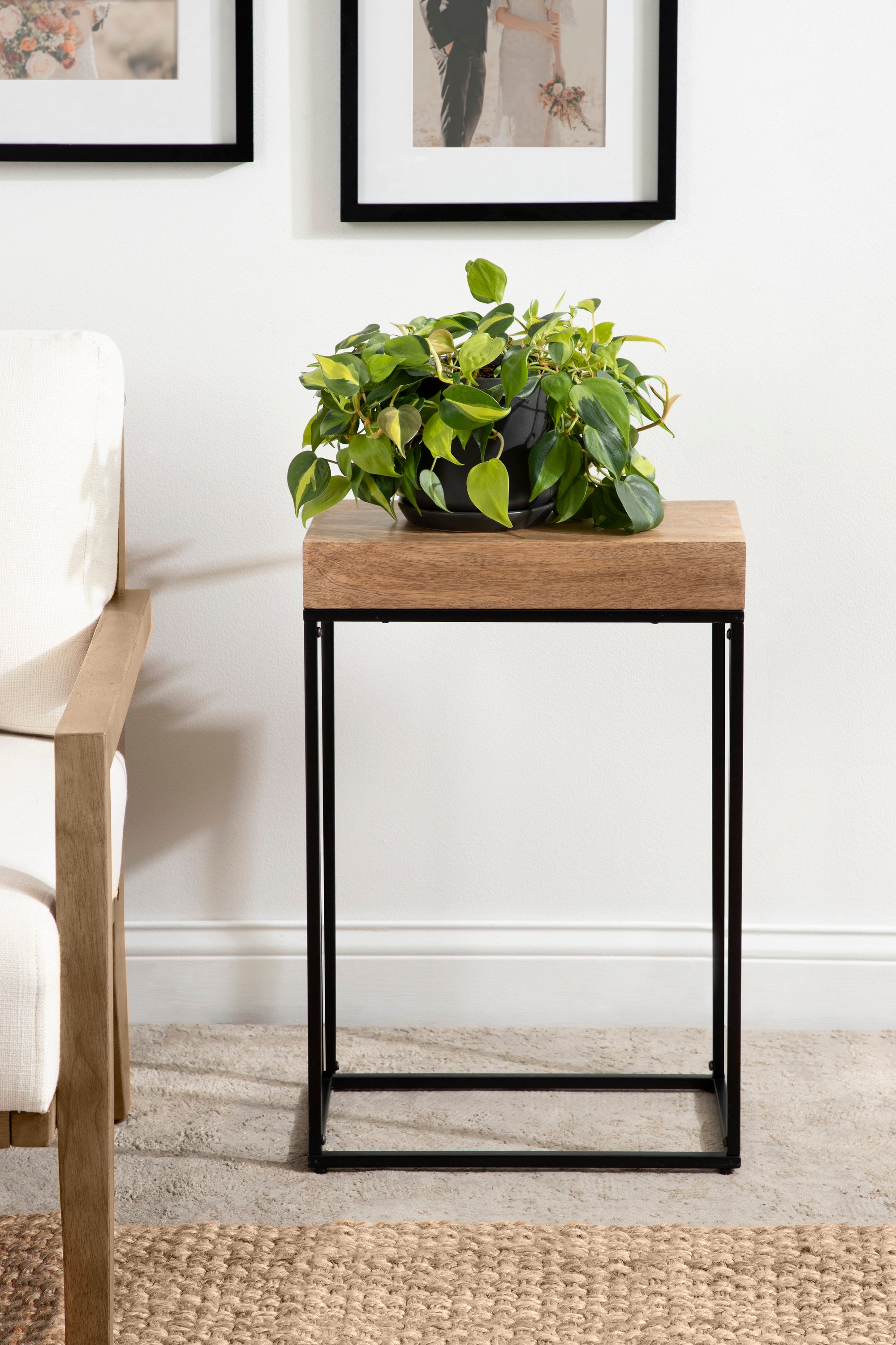 Side Table Natural Black 16x8x24 7
