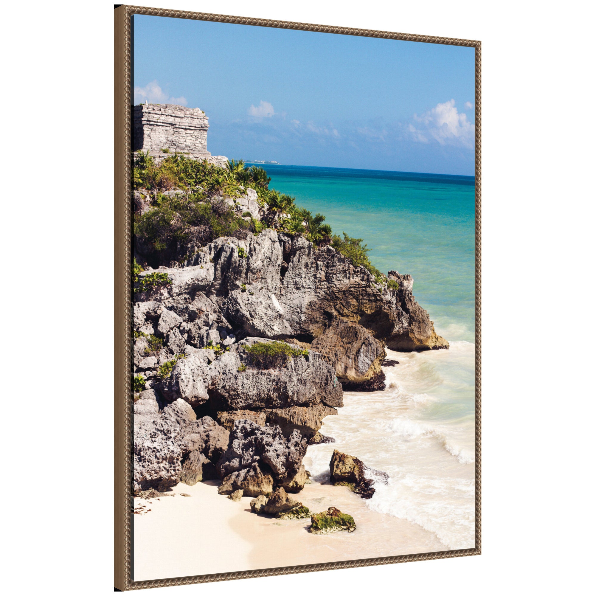 Sylvie Tulum Ruins Mexico Seascape Framed Canvas by Stephanie Klatt