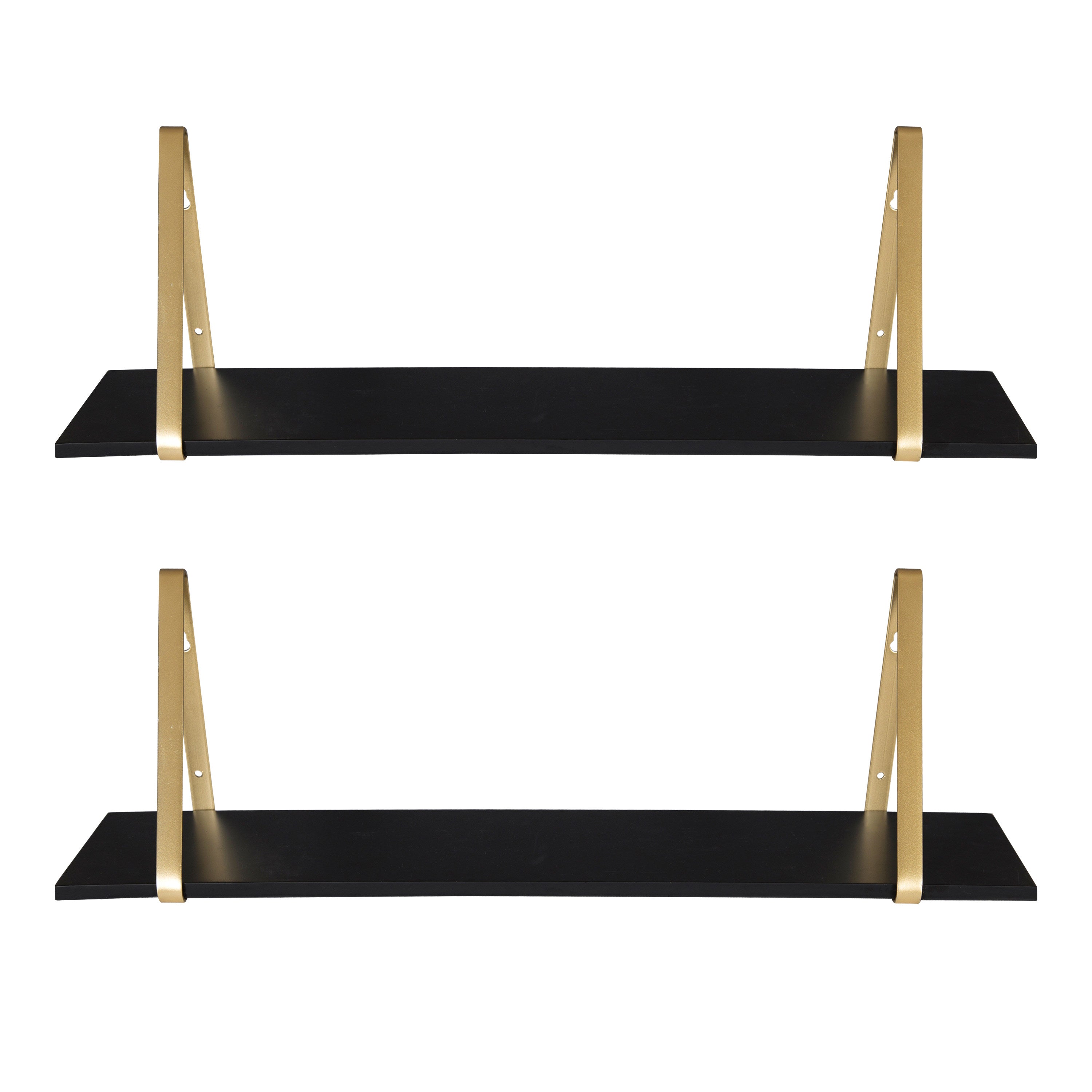 Floating Shelf Black Gold 2 Pk-28" 5
