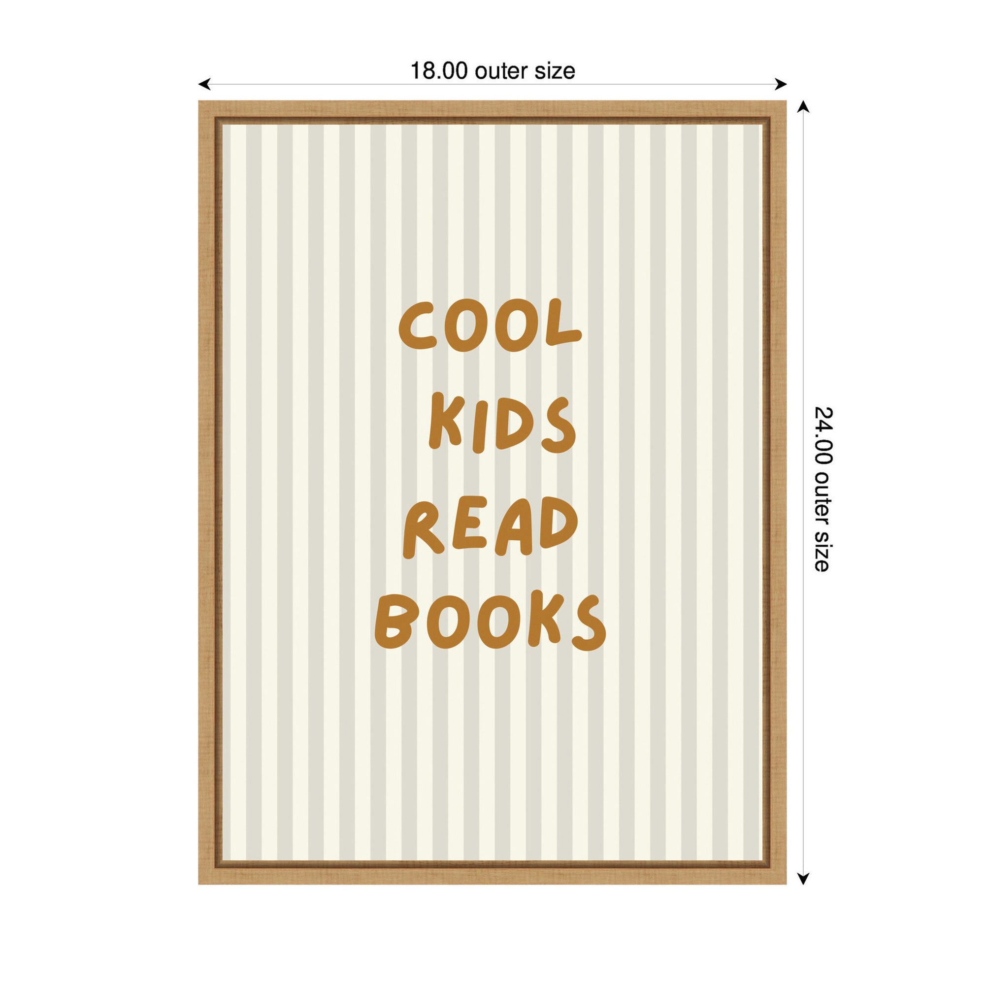 Cool Kids Read Books Neutral Stripe by Laura Moss Framed Canvas Wall Art Print