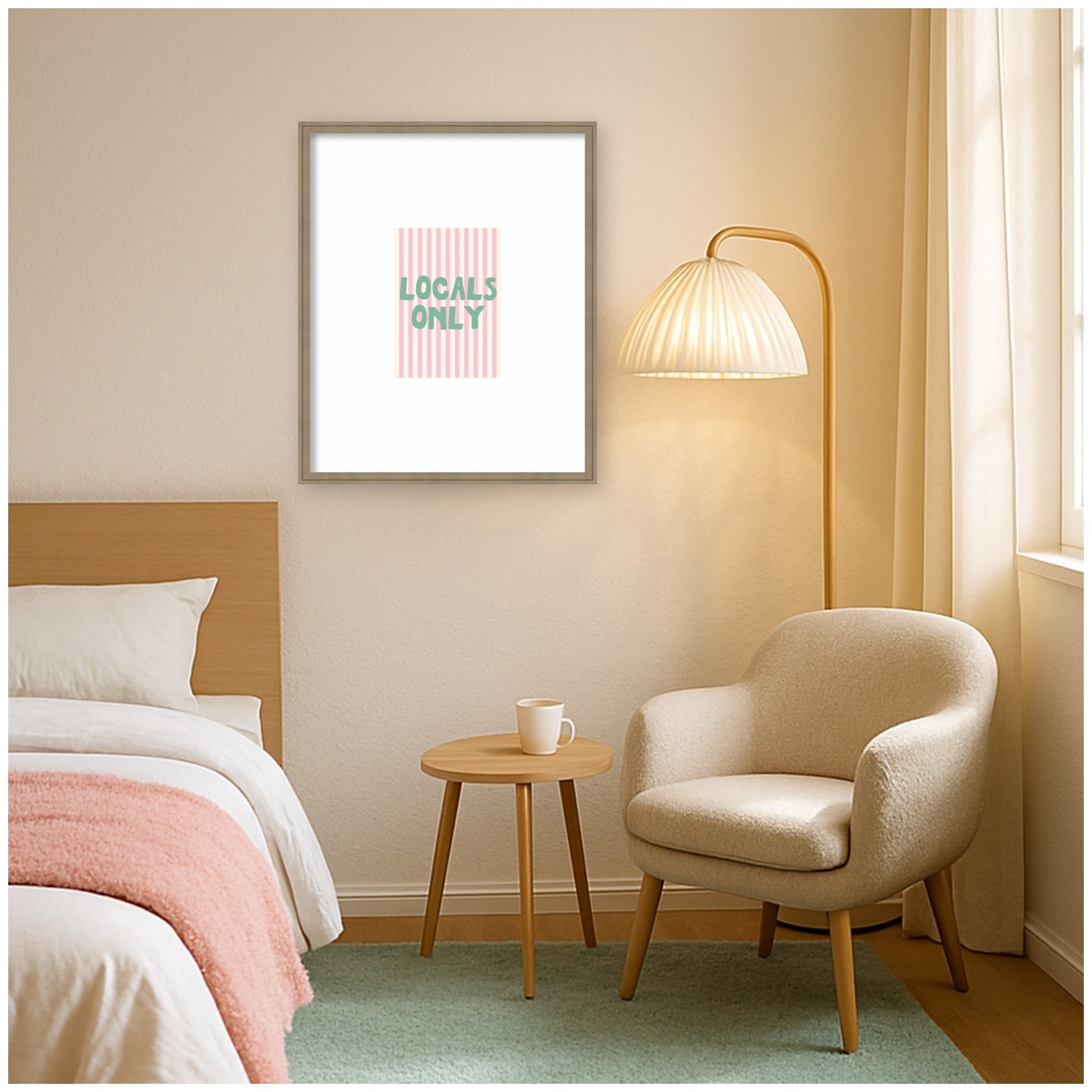 Locals Only Green and Pink Stripes by Megan Ryan Framed Wall Art Print