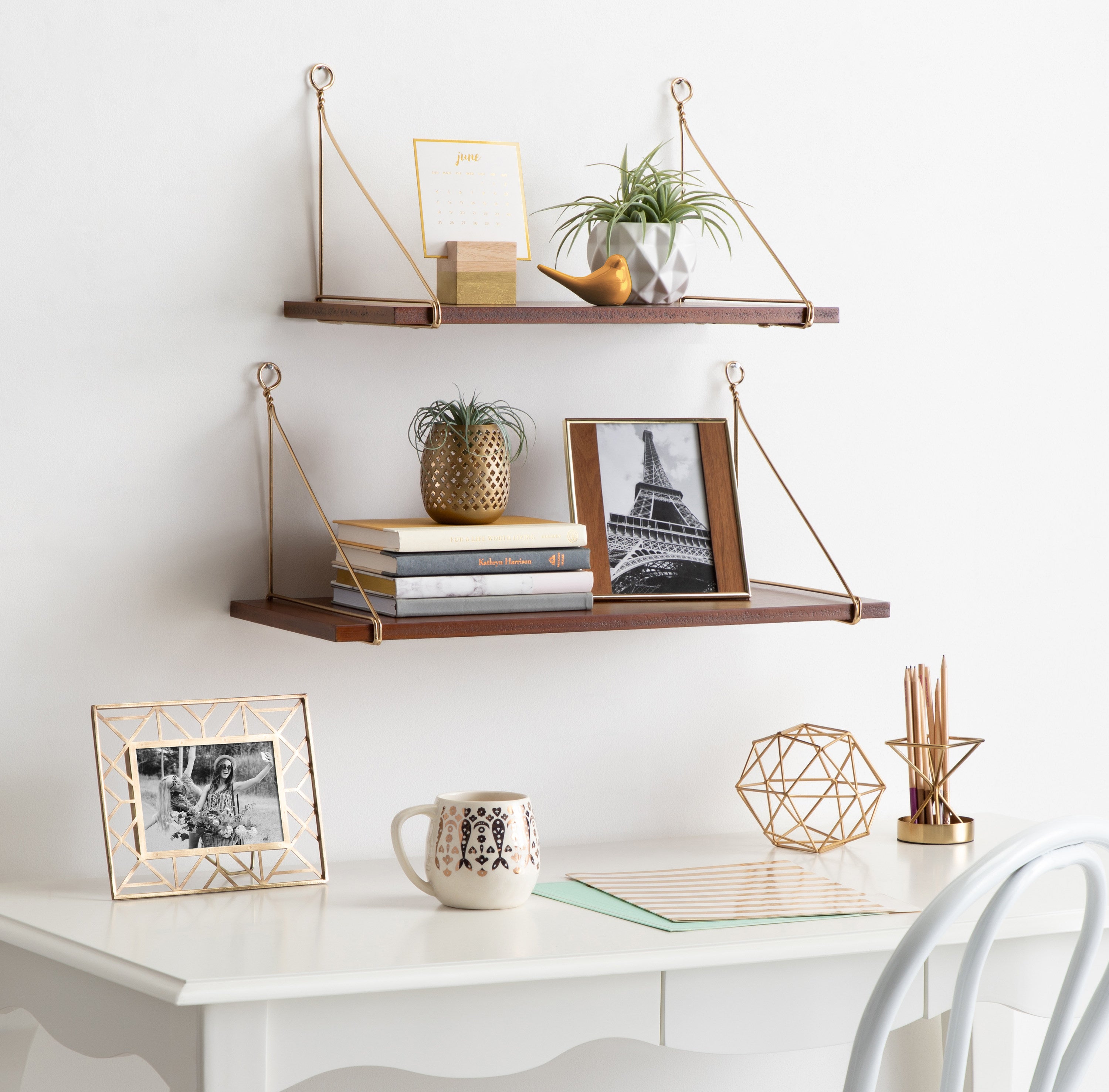 Vista Wood and Metal Wall Shelves