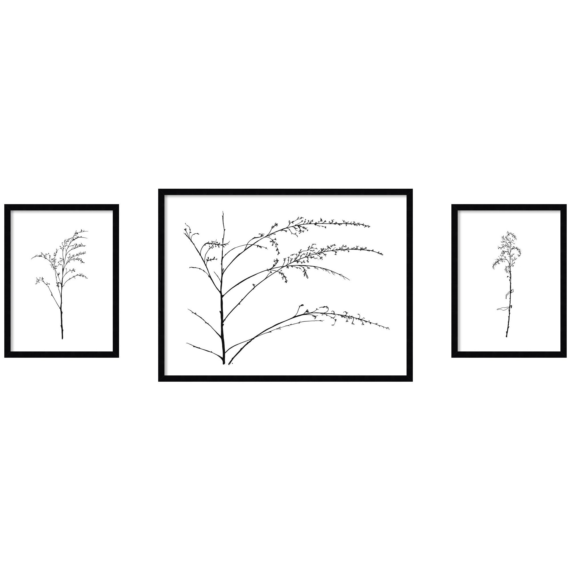 Framed Art Set 3 Piece Set 15x20/25x33 Svelte Noir Black 1