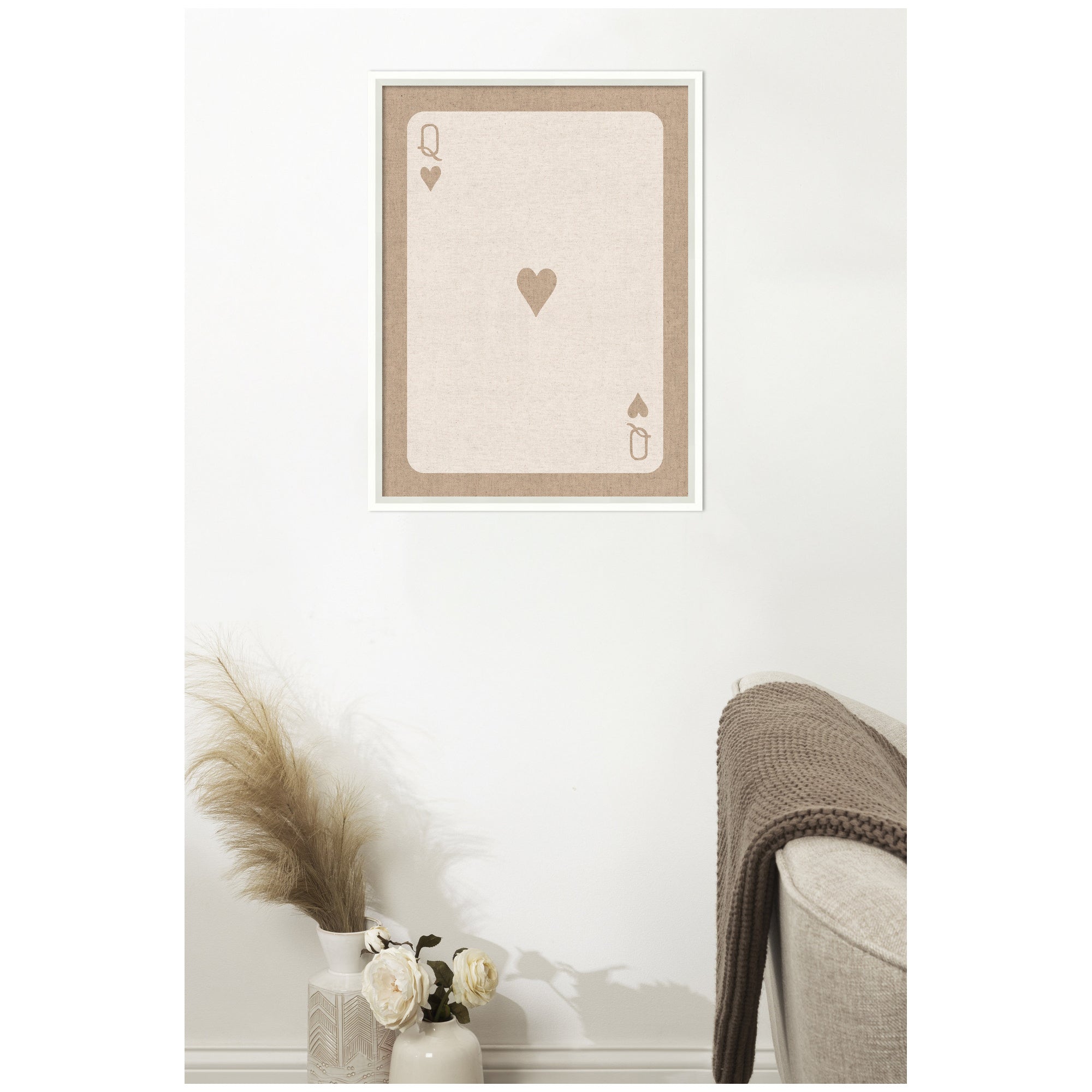 Framed Fabric Pinboard Queen of Hearts Linen Texture Wall Organization
