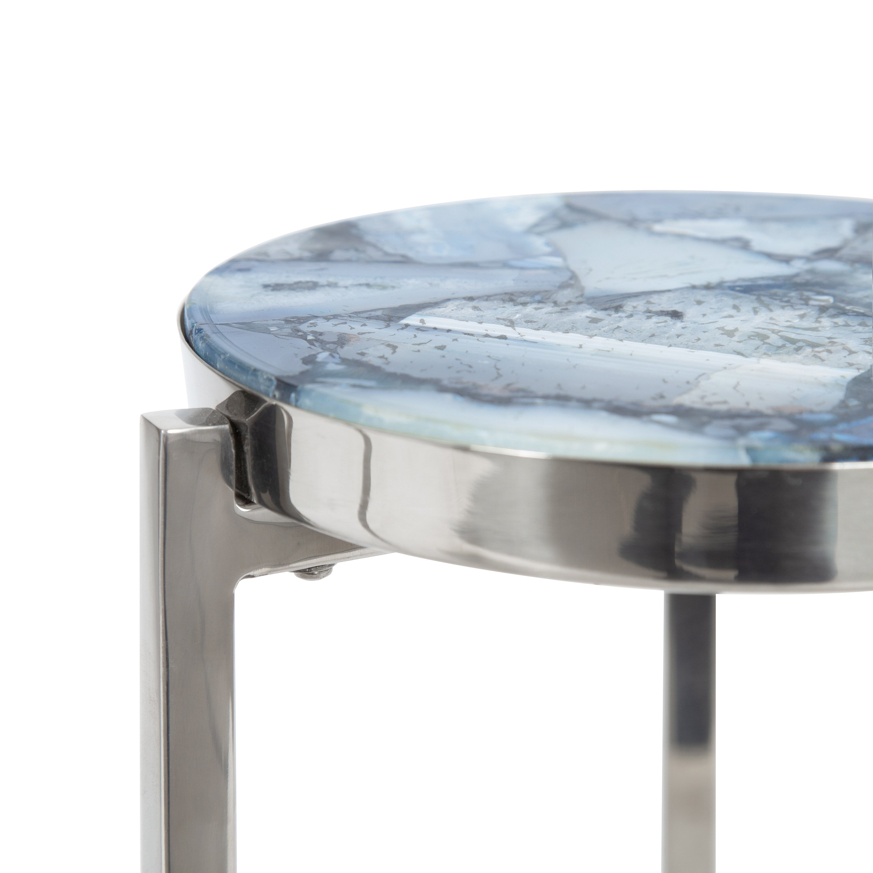 Drink Table Blue Silver 9x9x23 4