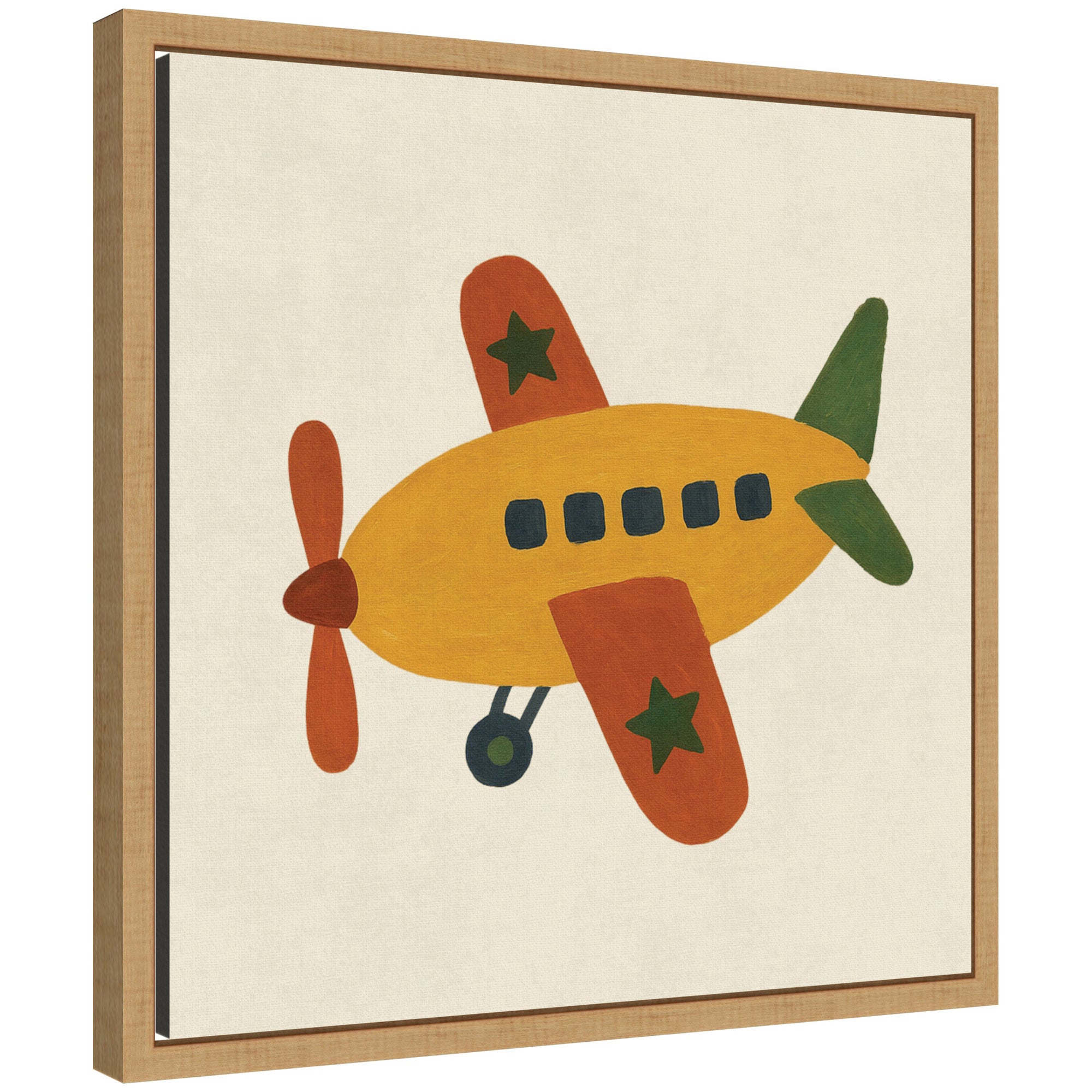 Kids Plane Square by Laura Moss Framed Canvas Wall Art Print