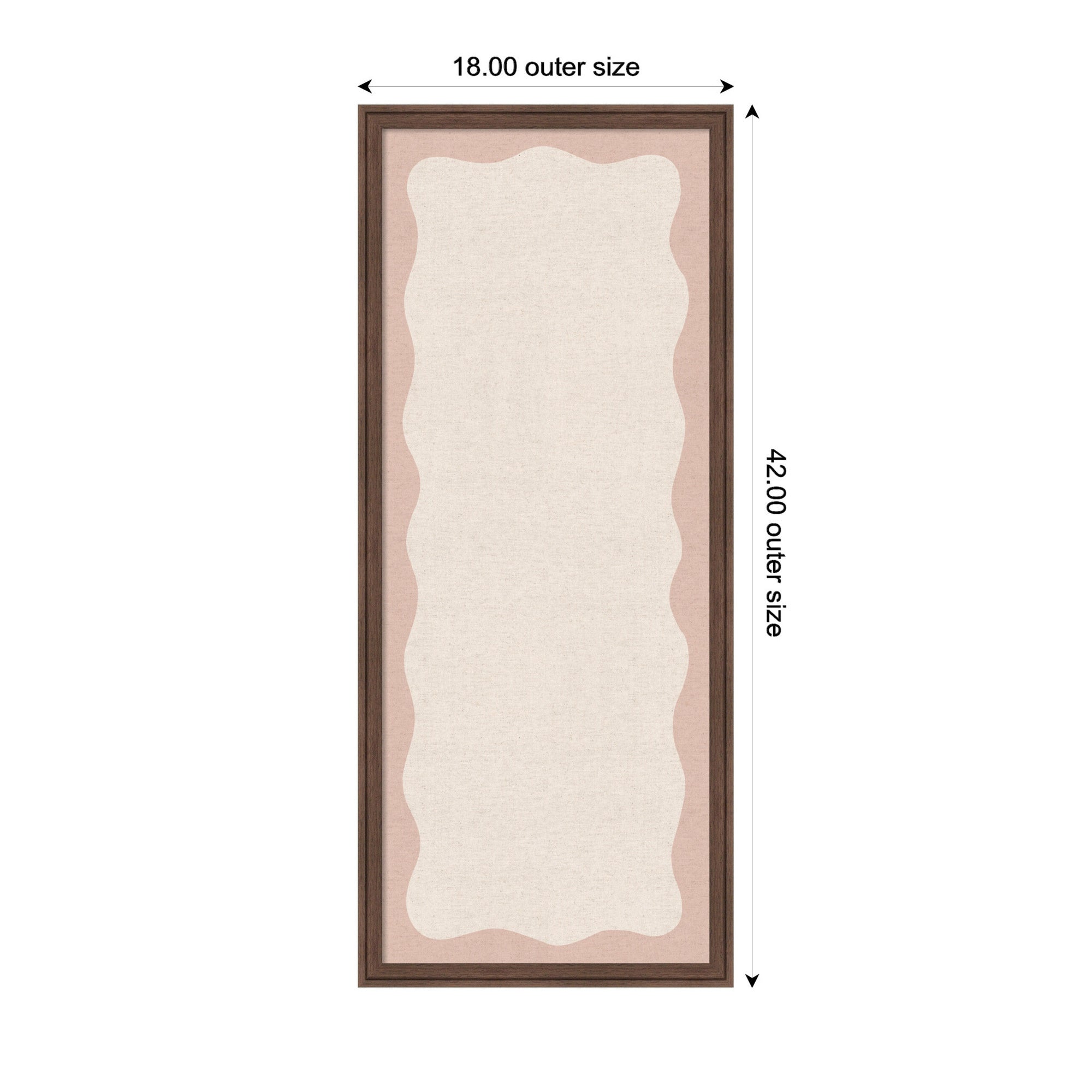 Framed Fabric Pinboard Wavy Linen Light and Pink Wall Organization