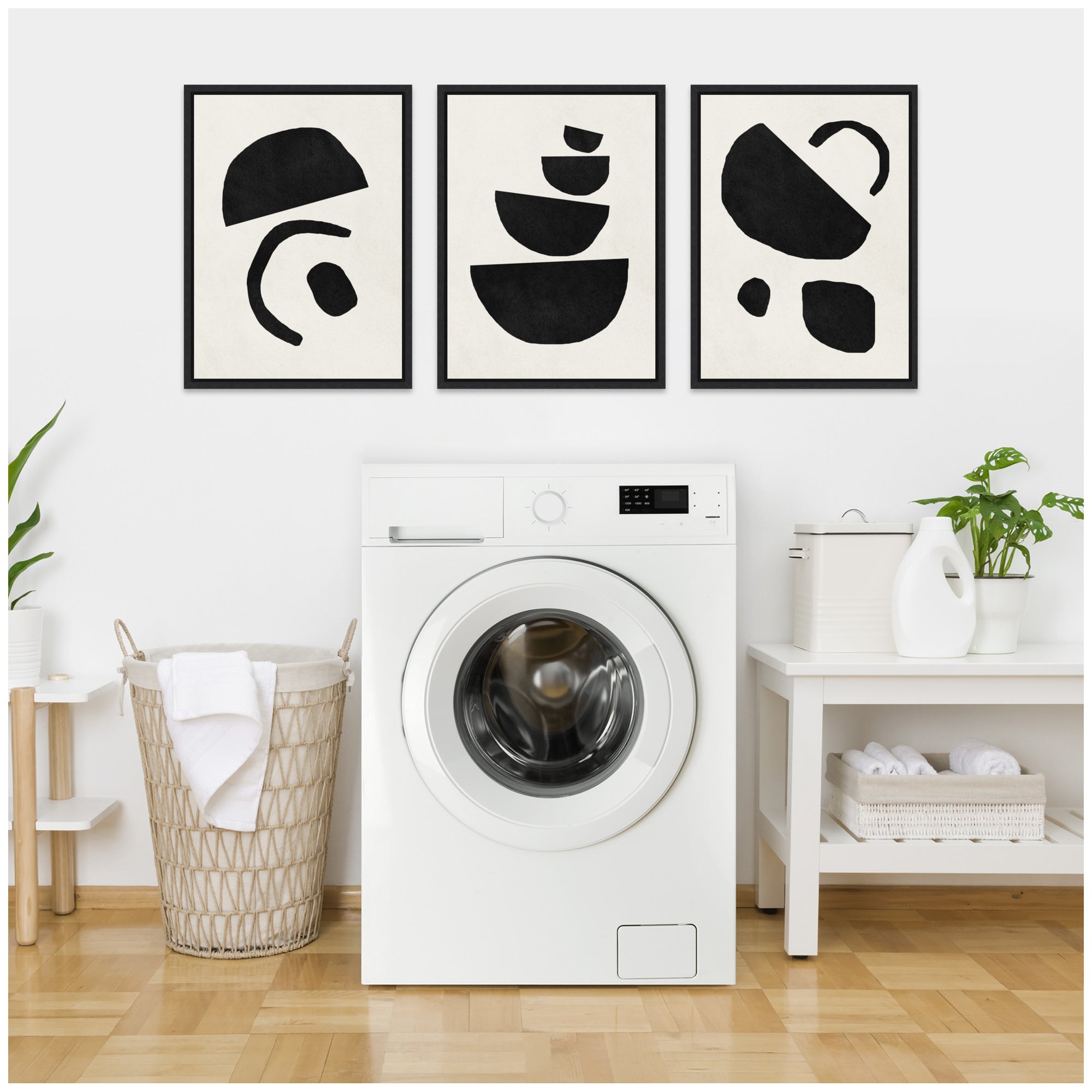 Sylvie Black Geometric Abstracts Framed Canvas Art Set by July Art Prints