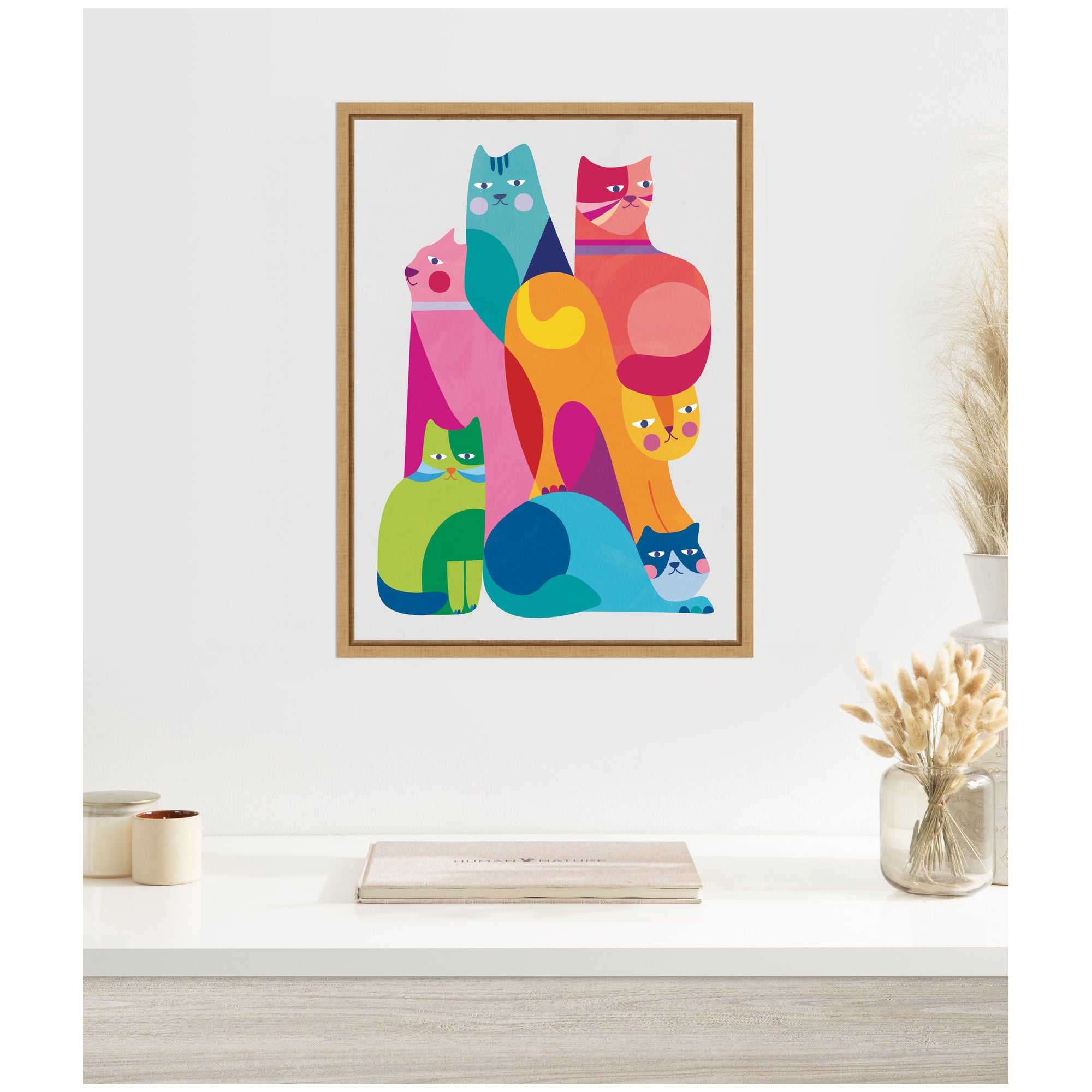 Modern Abstract Cats by Rachel Lee Framed Canvas Wall Art Print