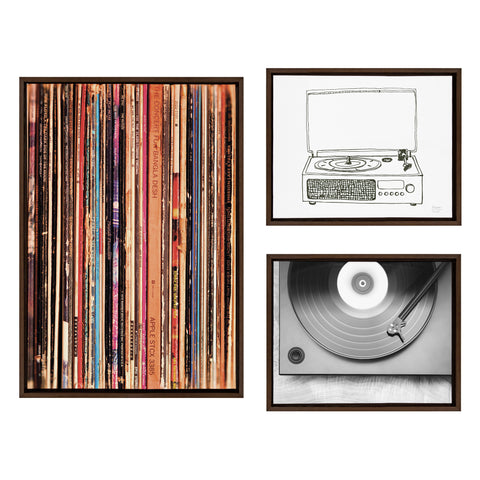 Sylvie Record Player Framed Canvas Set by Various Artists
