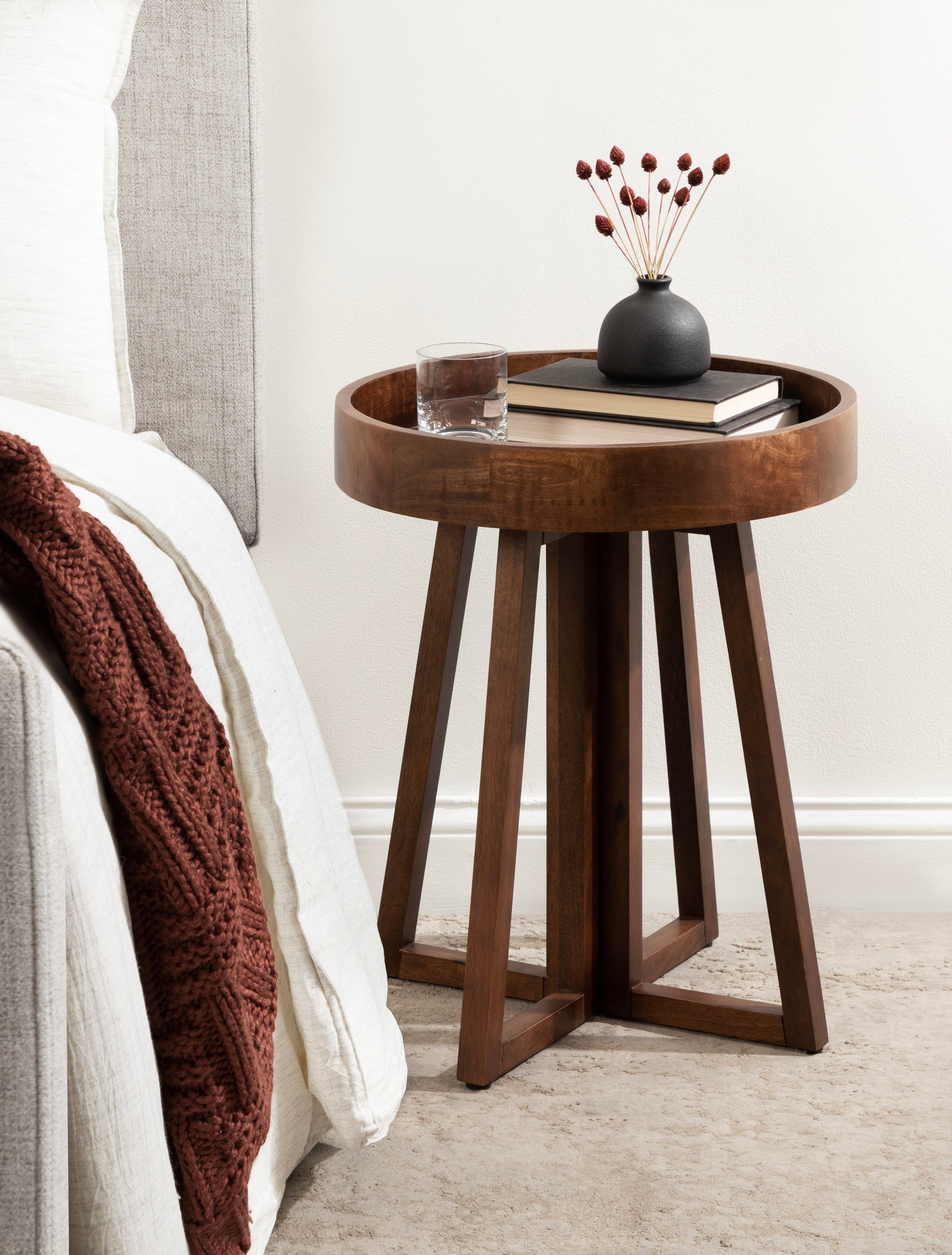 Side Table Walnut Brown 18x18x22 8