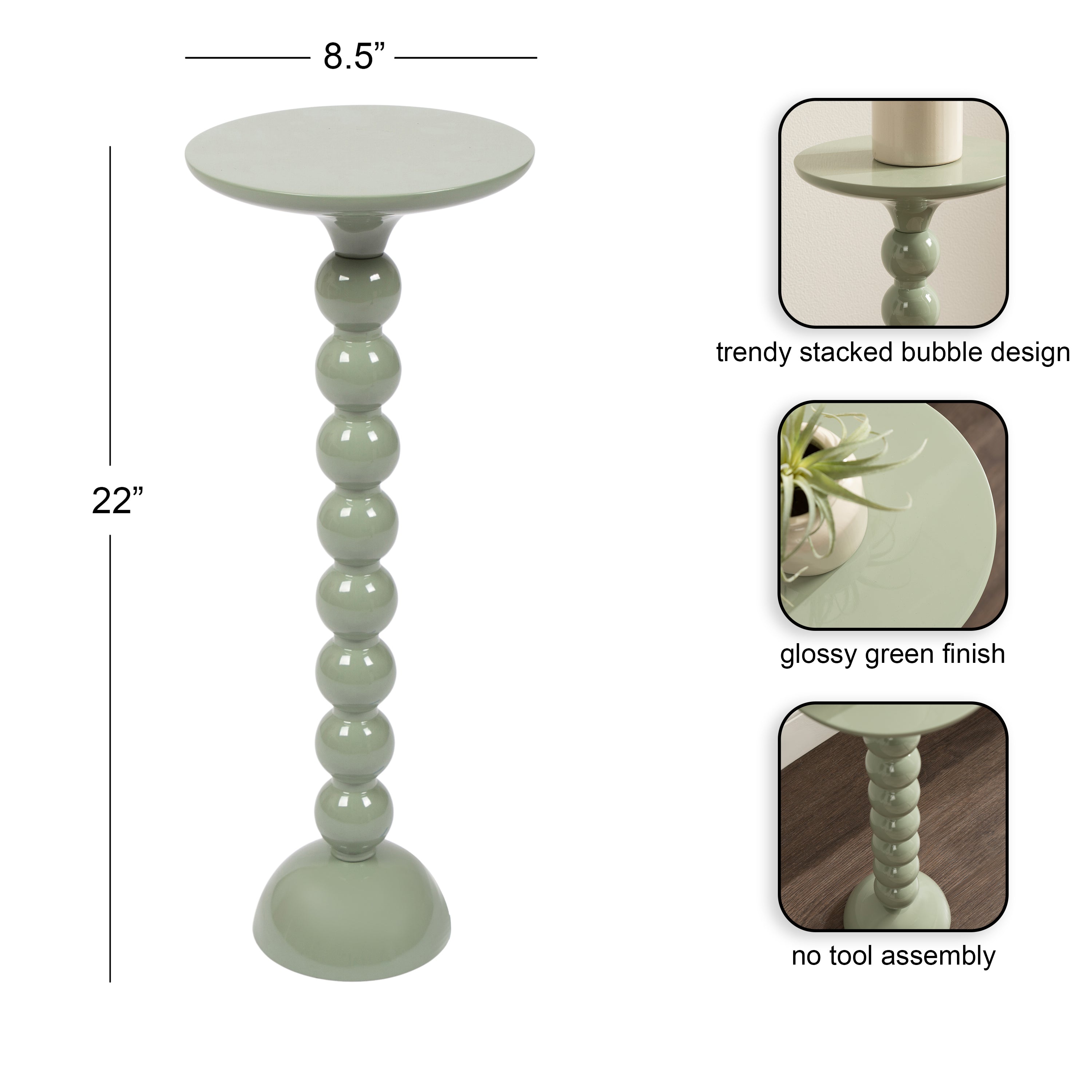 Drink Table Green 9x9x22 2