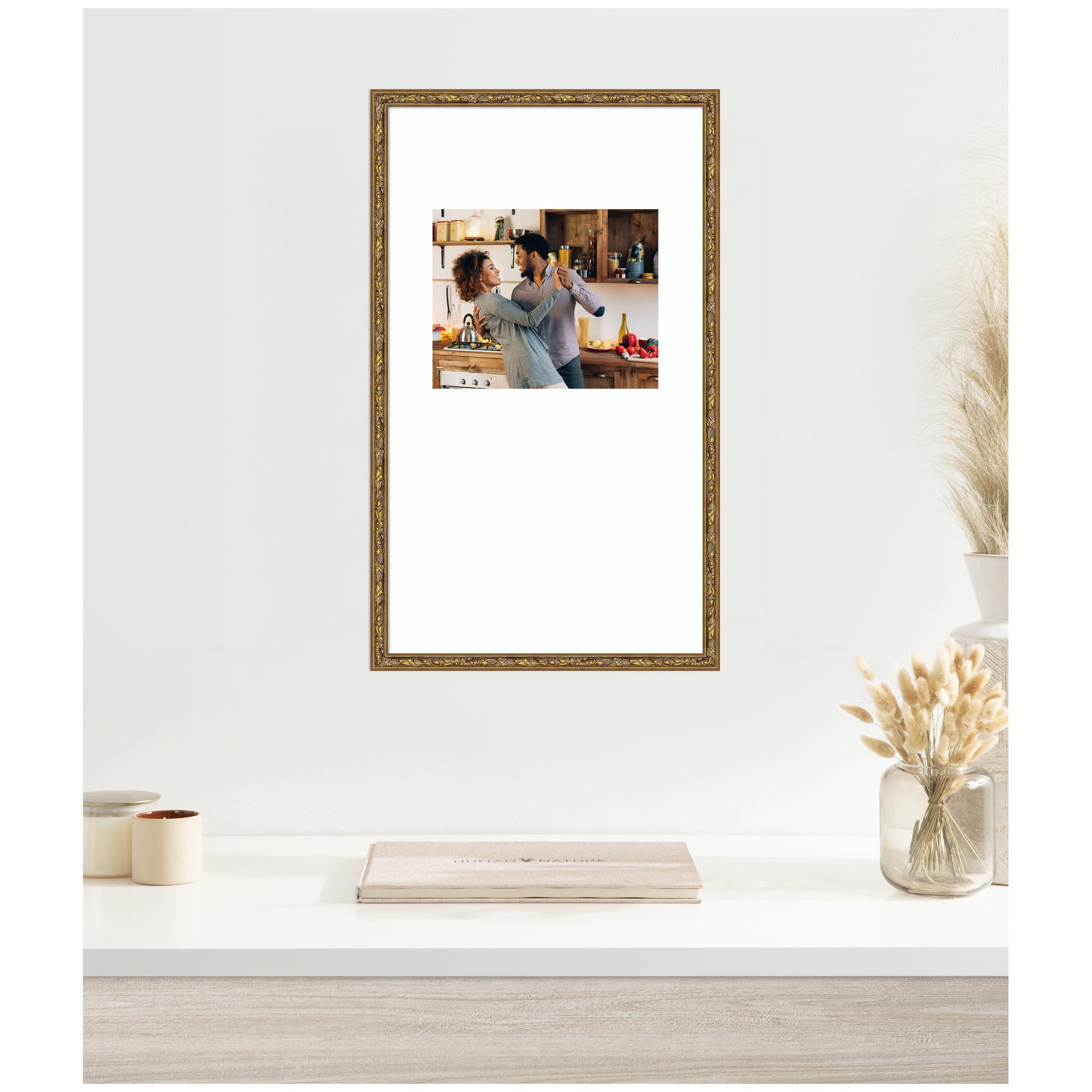 Wall Frame Belvedere Bronze 14x24 matted to 8x10 5