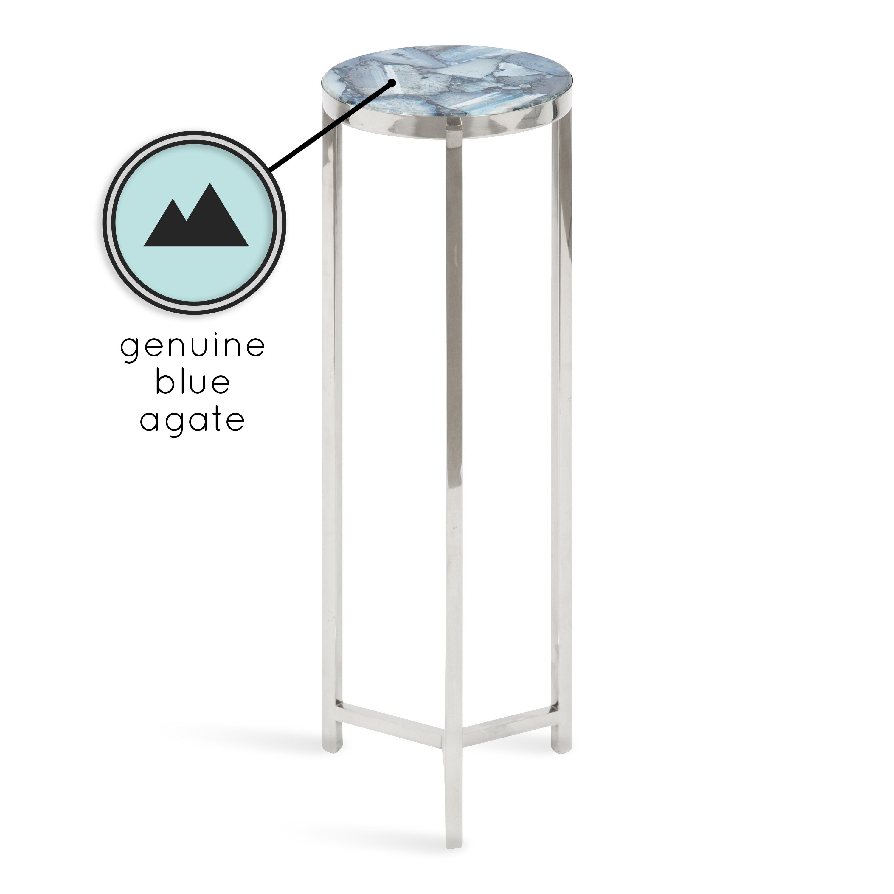 Drink Table Blue Silver 9x9x23 3