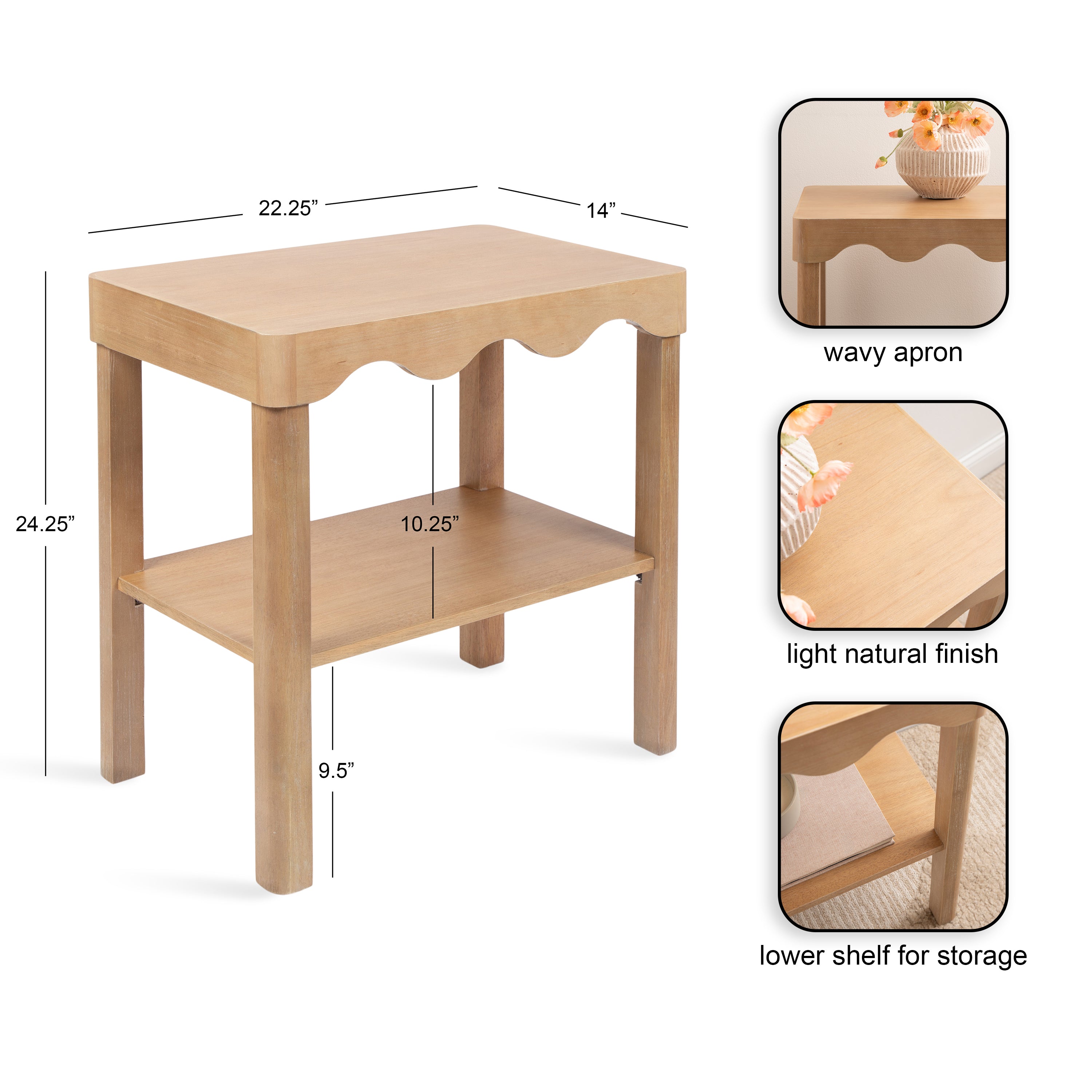 Side Table Natural Beige 23x14x25 2