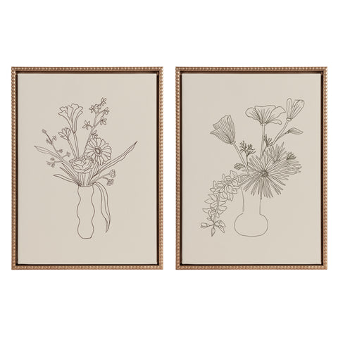 Sylvie Beaded Floral Study 1 and Floral Study 2 Framed Canvas Art Set by Kate Aurelia Holloway