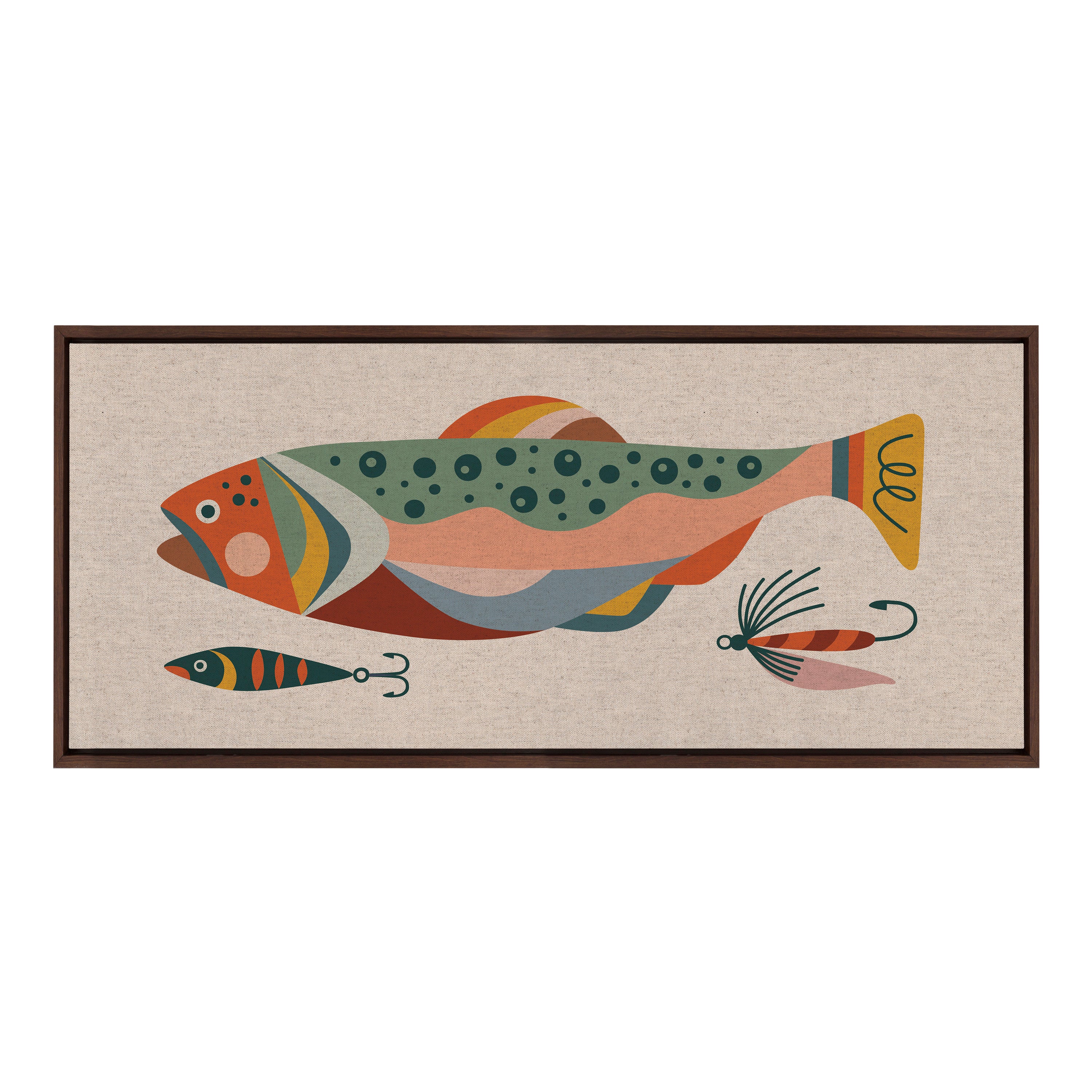 Sylvie Gone Fishing Neutral Linen Texture Framed Canvas by Rachel Lee of My Dream Wall
