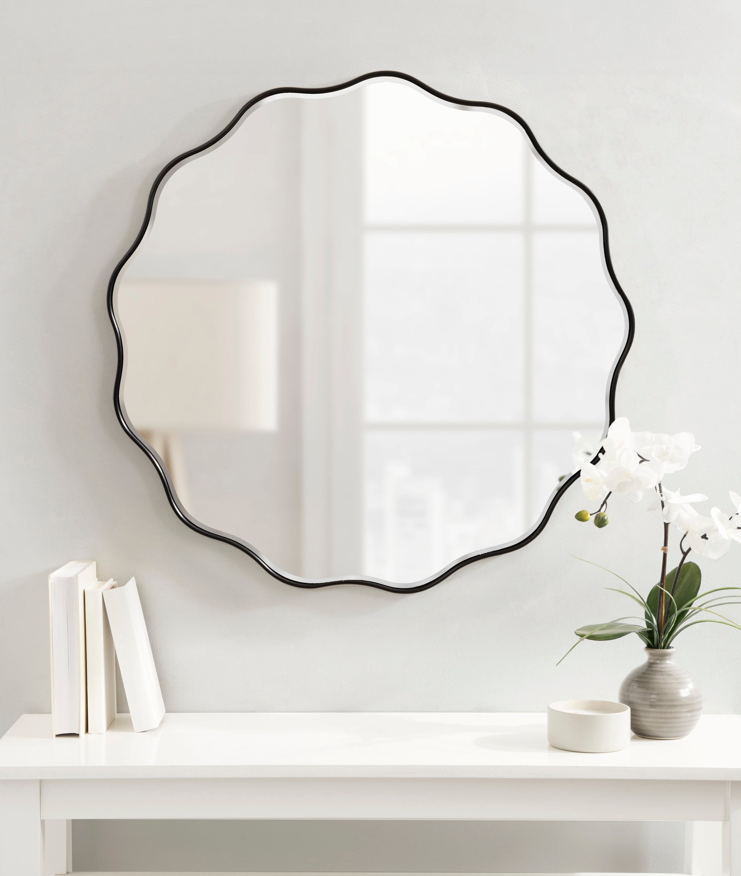 Viona Round Scalloped Mirror