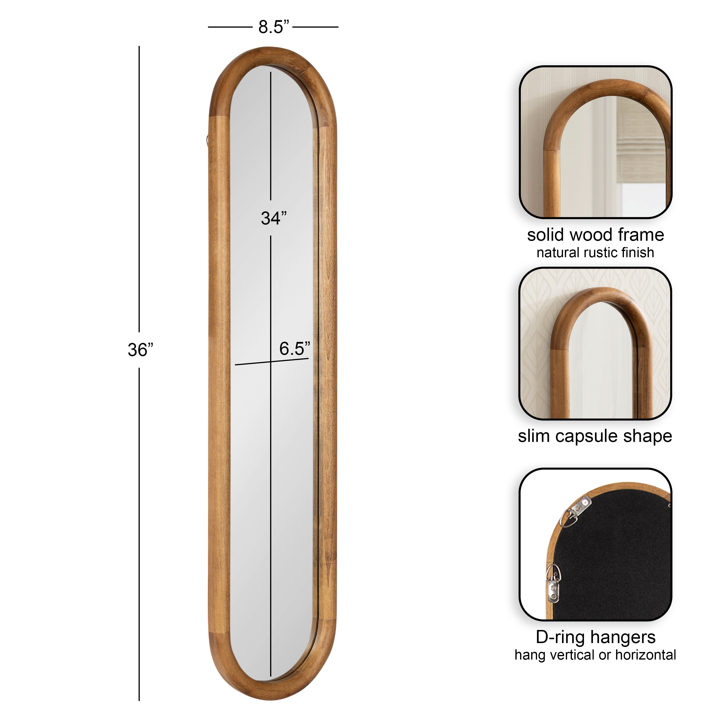 Capsule Mirror Rustic Brown 9x36 2