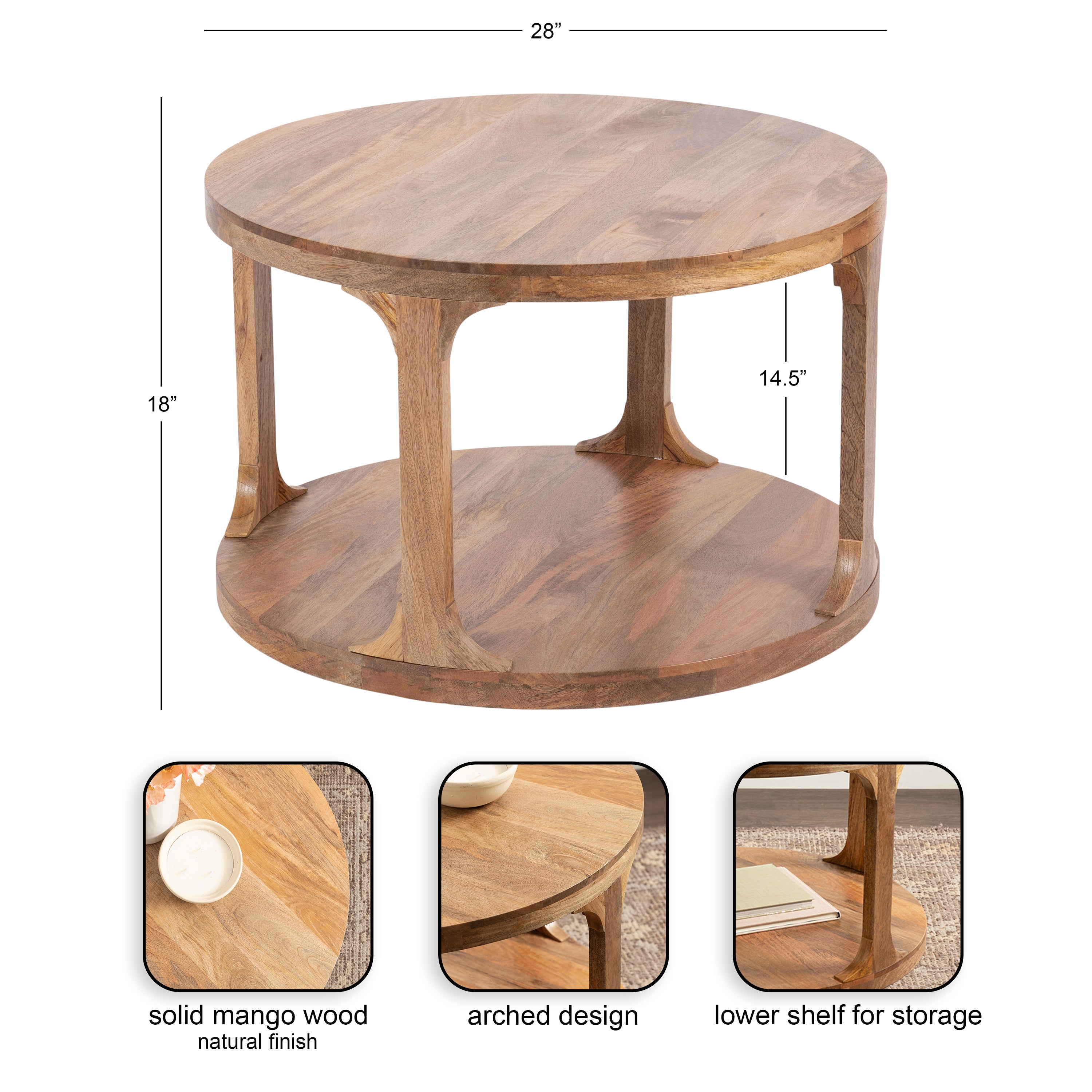 Coffee Table Natural 28x28x18 2