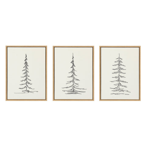 Sylvie Minimalist Evergreen Trees Framed Canvas Set by The Creative Bunch Studio
