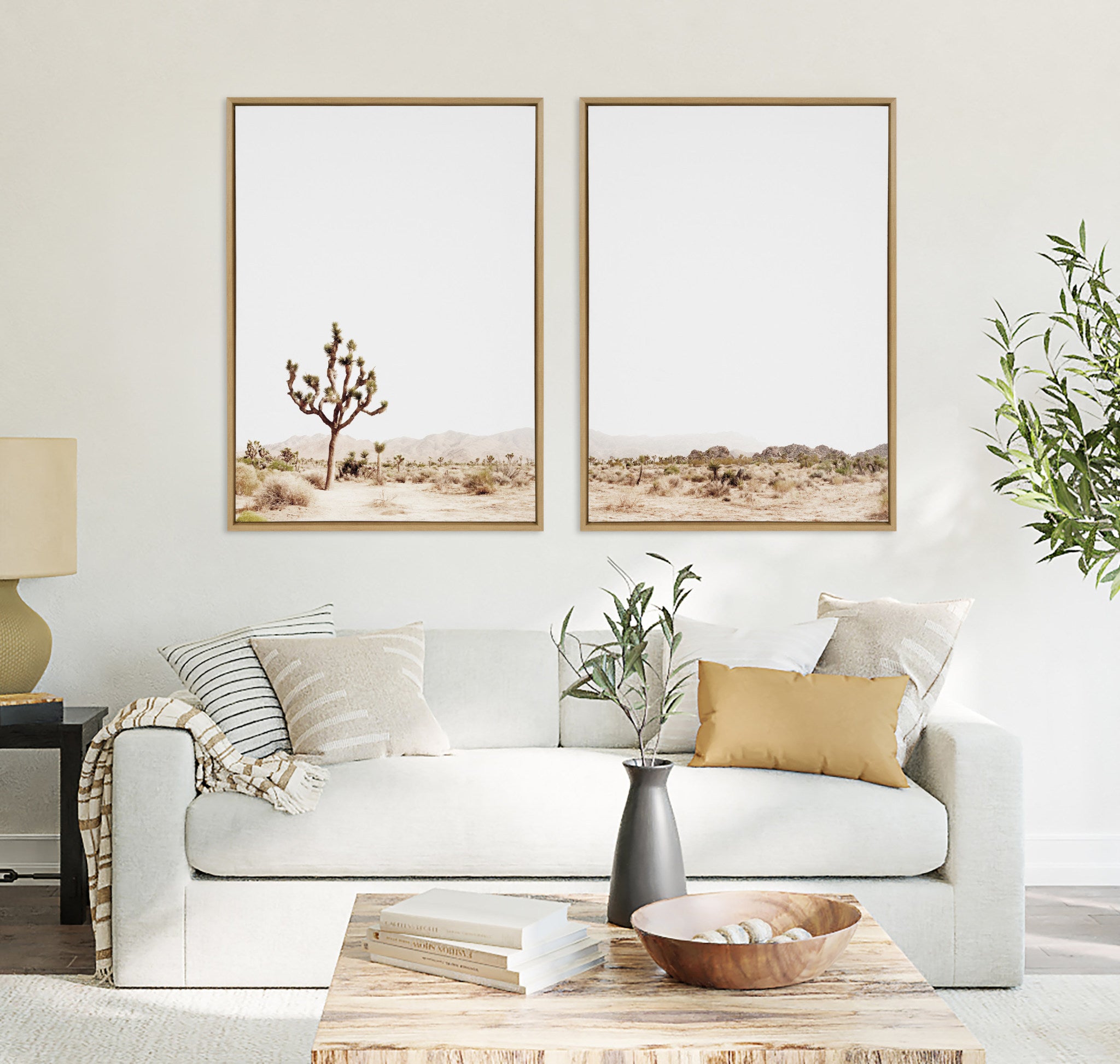 Sylvie Lone Joshua Tree Left and Right Framed Canvas Art Set by Amy Peterson Art Studio