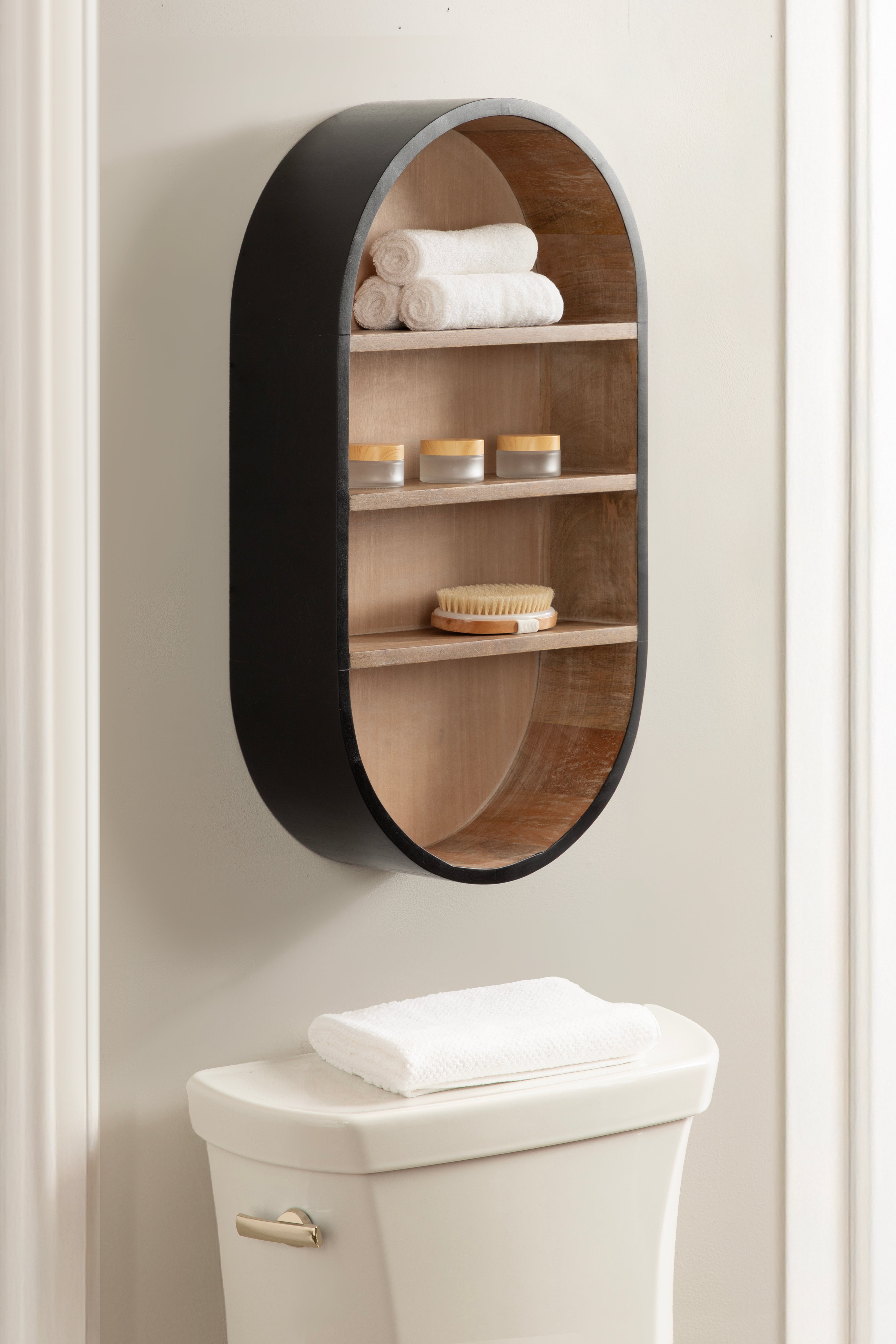 Accent Shelf Black Natural Beige 16x28 7
