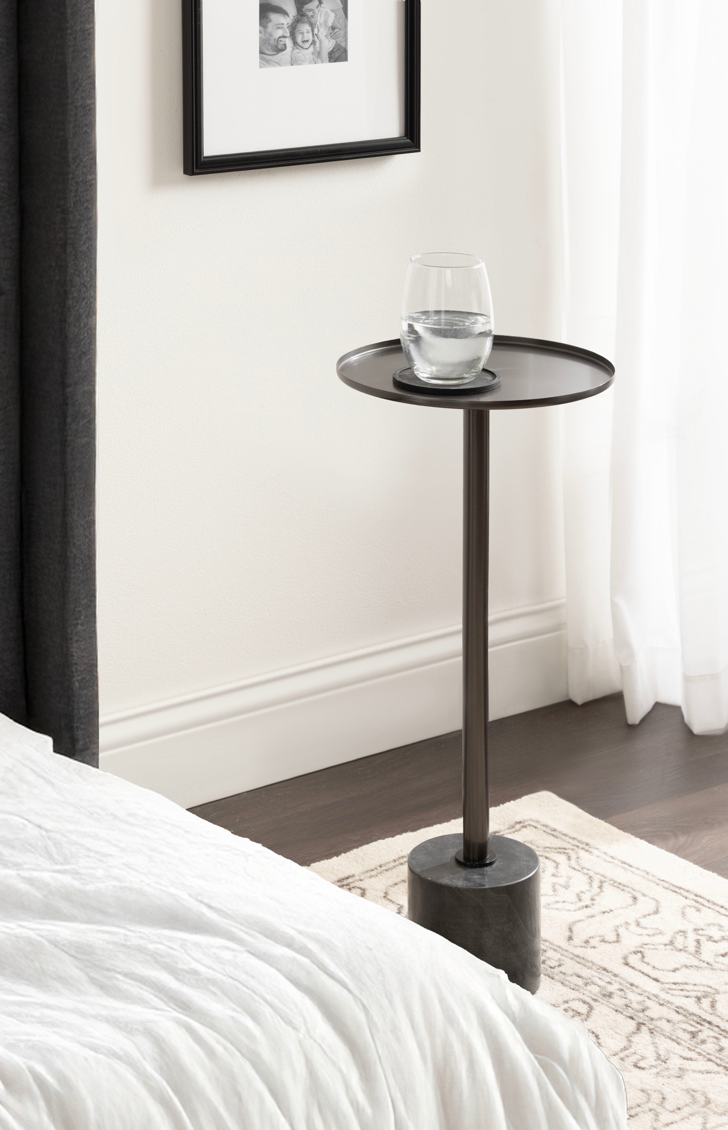 Drink Table Pewter Black 10x10x24 7