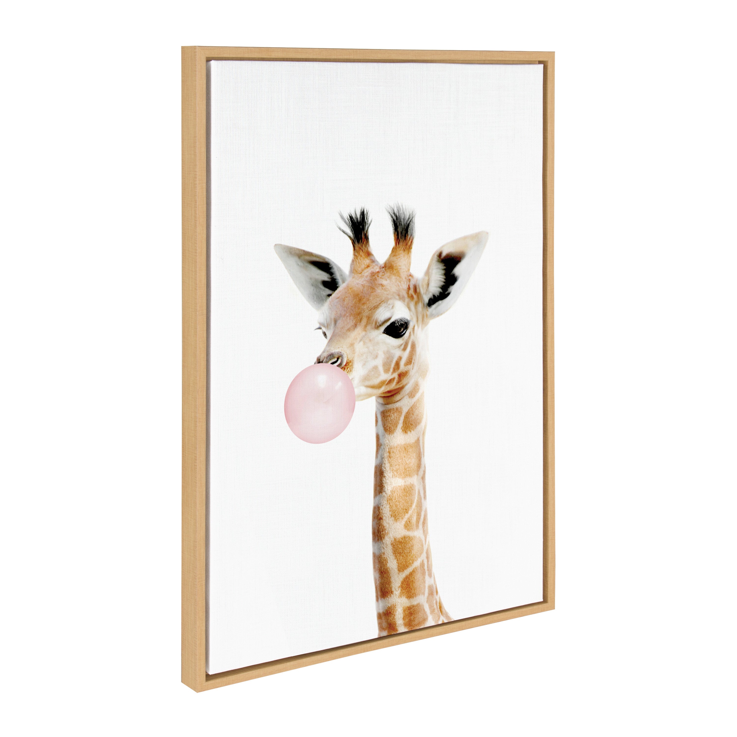 Sylvie Bubble Gum Giraffe Framed Canvas by Amy Peterson Art Studio