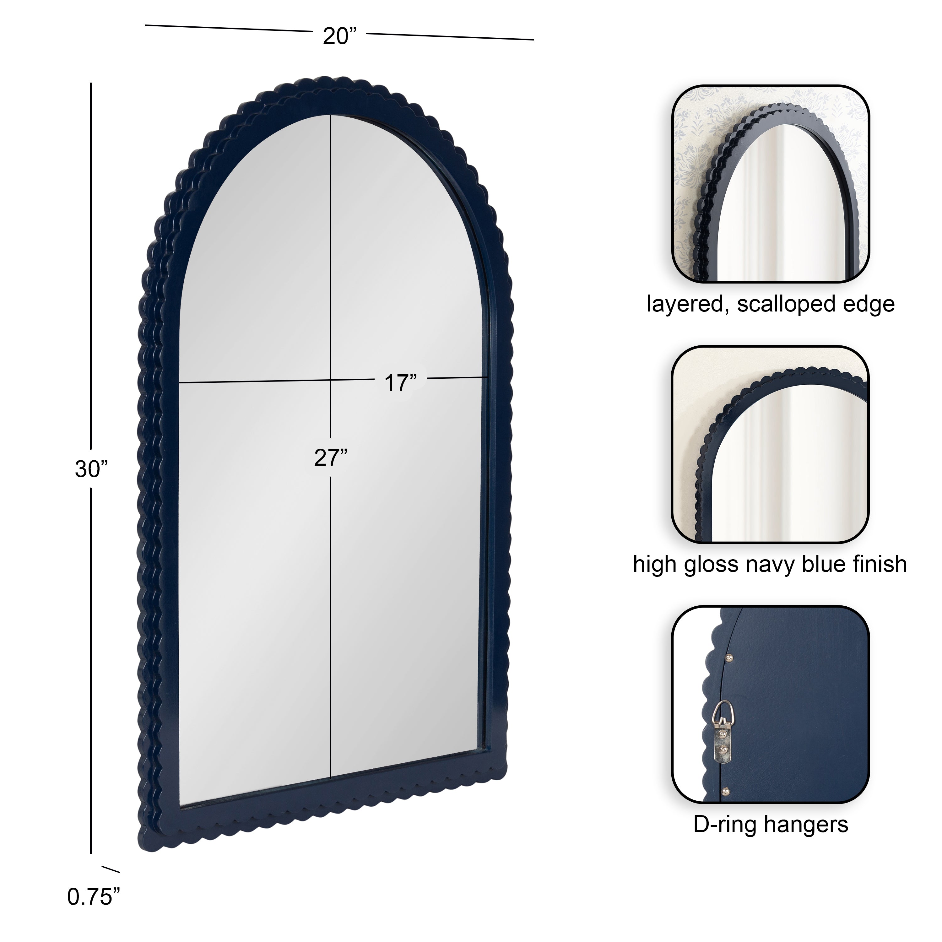 Arch Mirror 20x30 Navy Blue 2
