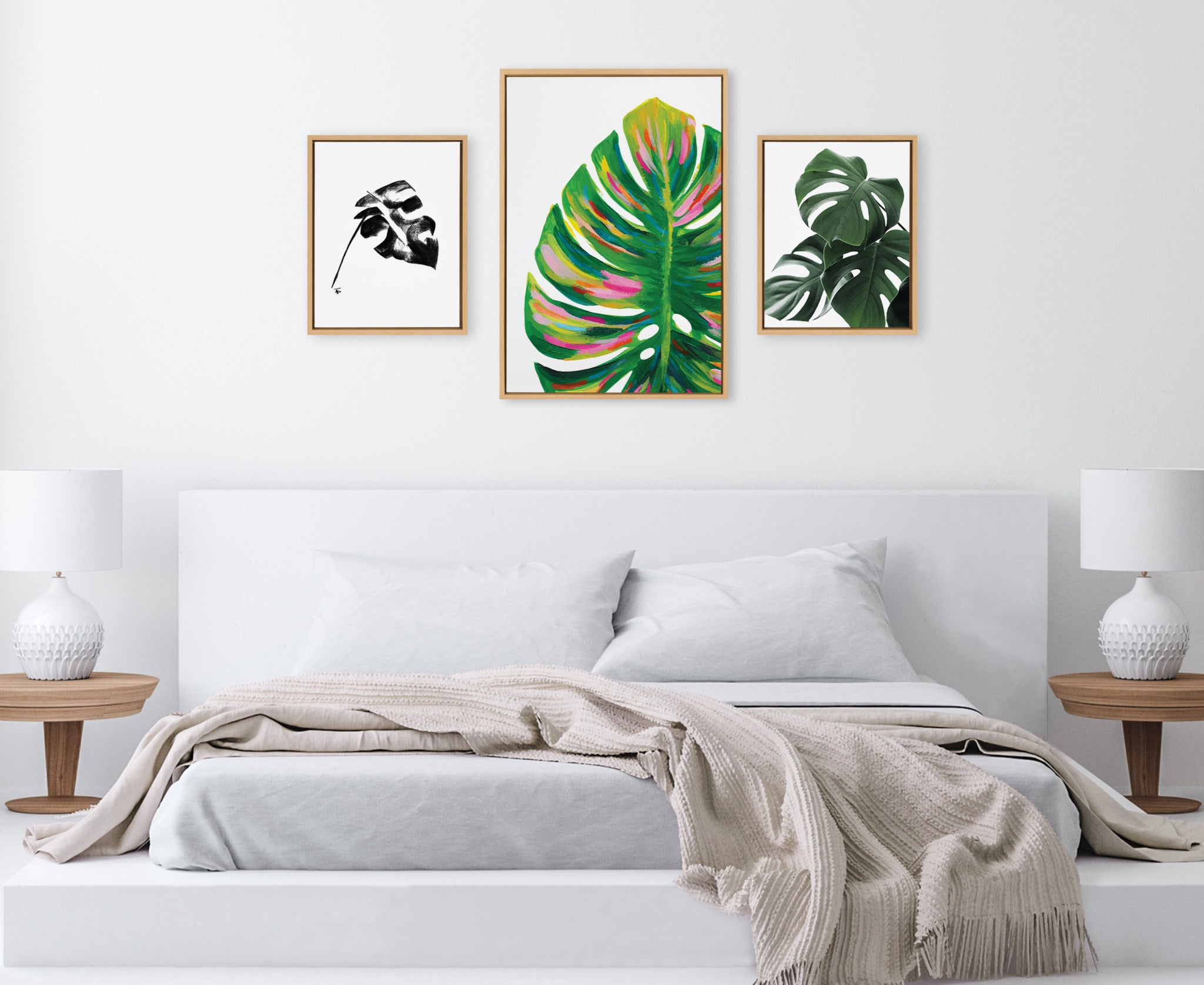 Sylvie EV Monstera, 582 Monstera and Monstera Leaves Framed Canvas Art Set by Various Artists