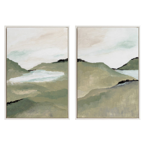 Sylvie Beaded Emerald Alps 1 and 2 Framed Canvas Art Set by Nikita Jariwala