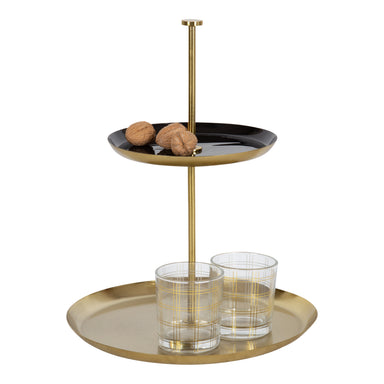 Tiered Tray Black Gold 12x12x15 1