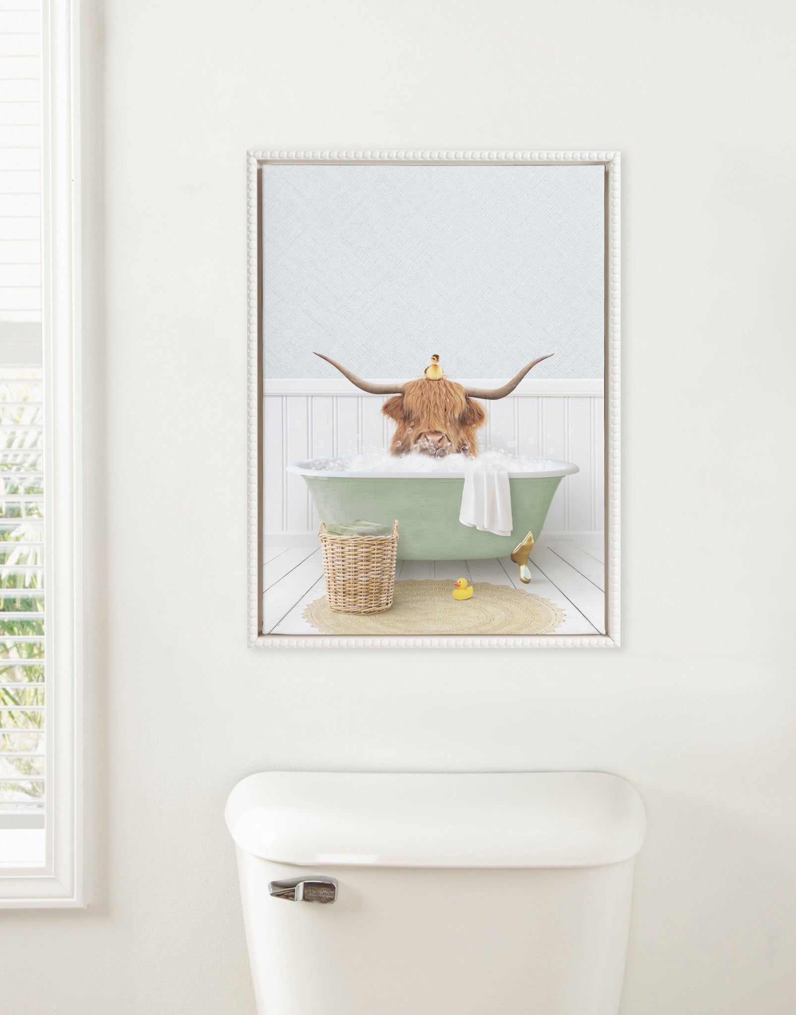 Sylvie Beaded Randall in Cottage Bath Framed Canvas by Amy Peterson