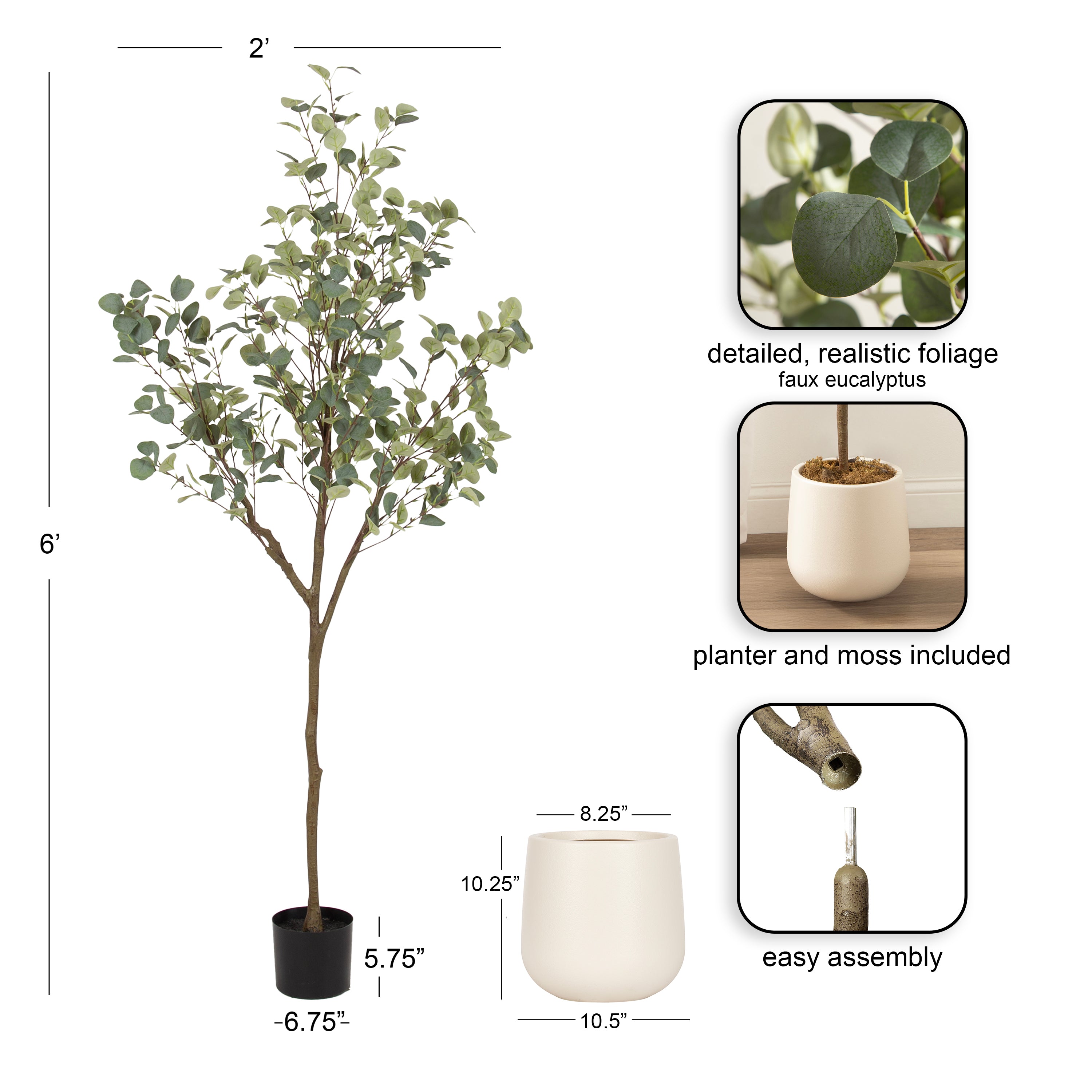 Faux Tree Cream 6' 2