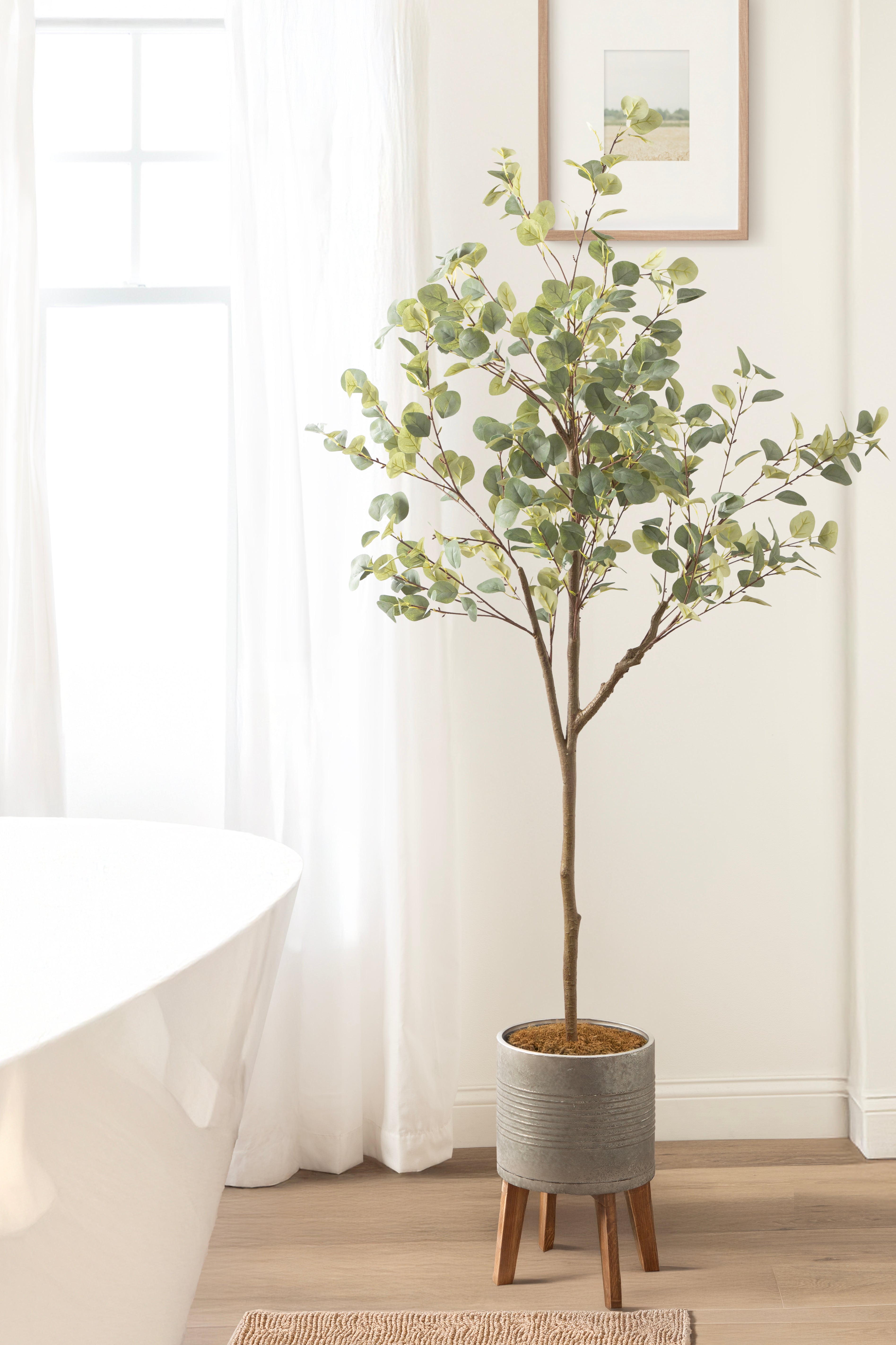 Faux Tree Pewter Rustic Brown 6.5' 7
