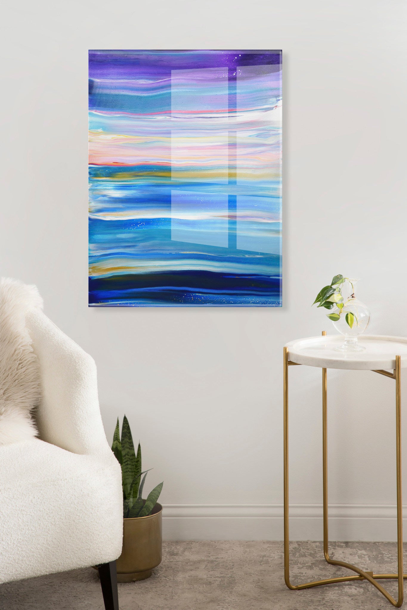Seaside Serenity Floating Acrylic Art by Xizhou Xie