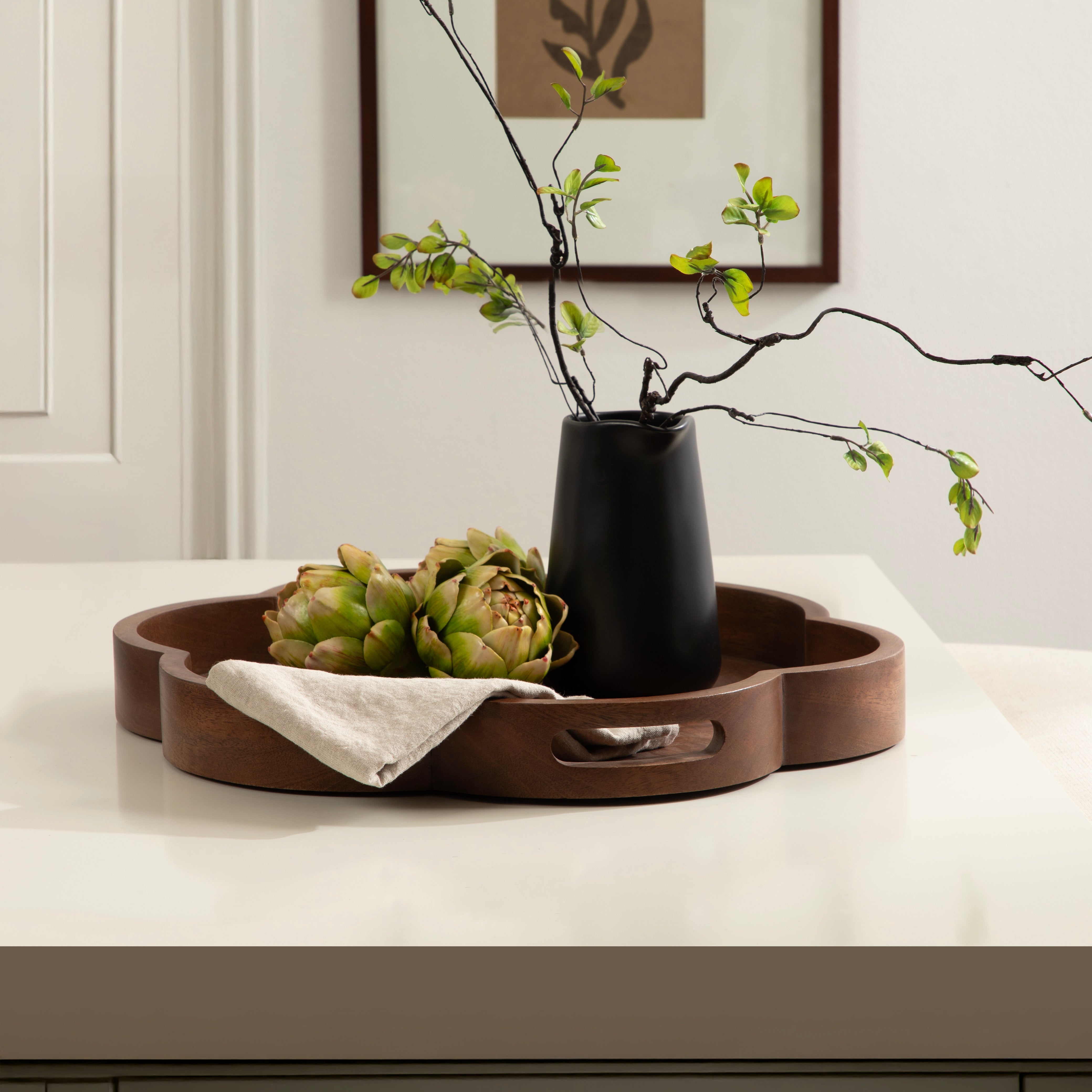 Single Tray 19" Diameter Walnut Brown 8