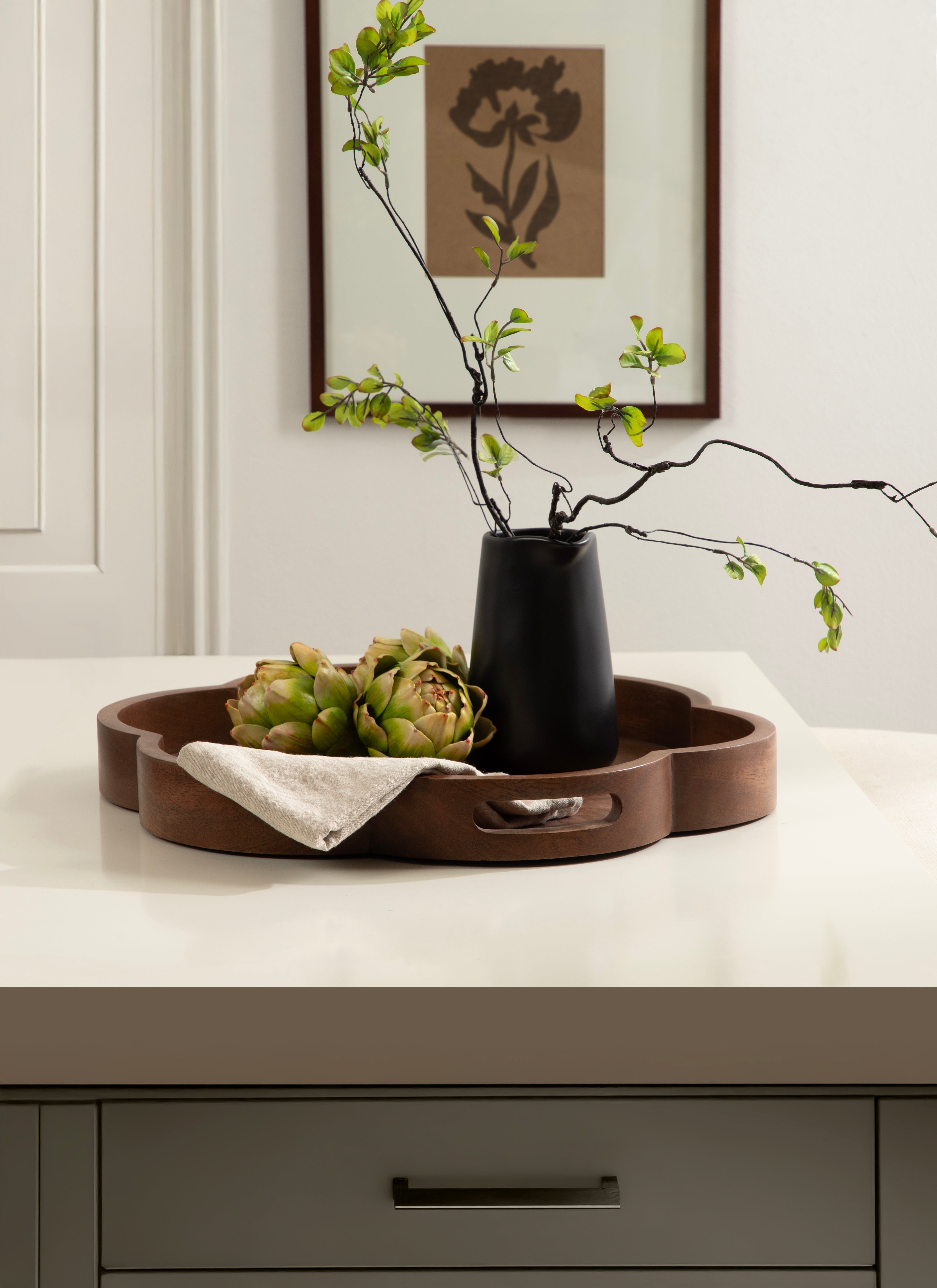 Single Tray Walnut Brown 19" Diameter 8